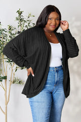 Trendsi Basic Bae Full Size Ribbed Cocoon Cardigan - Shirts