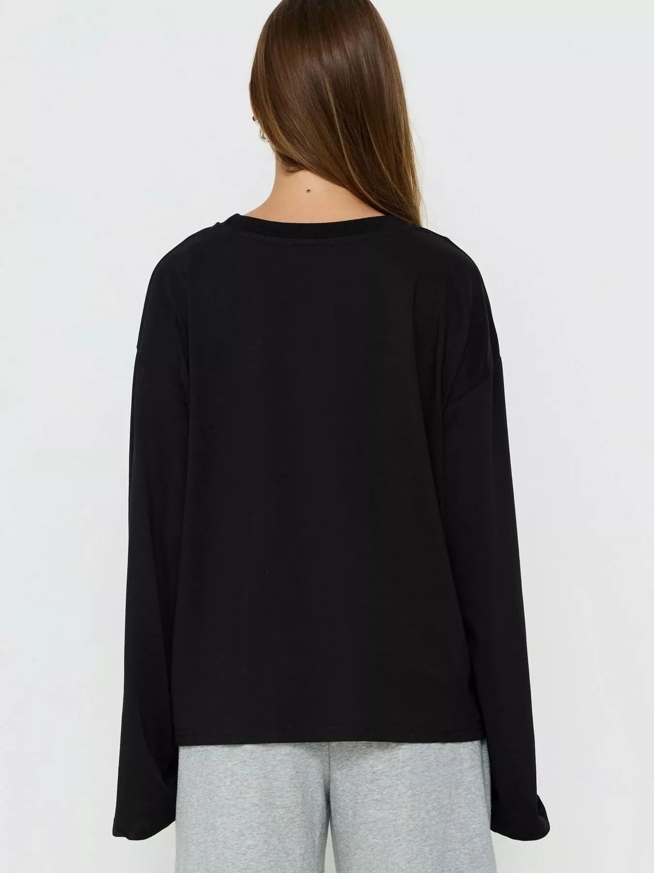 Trendsi Oversized Long Sleeve Crew Neck T-Shirt -