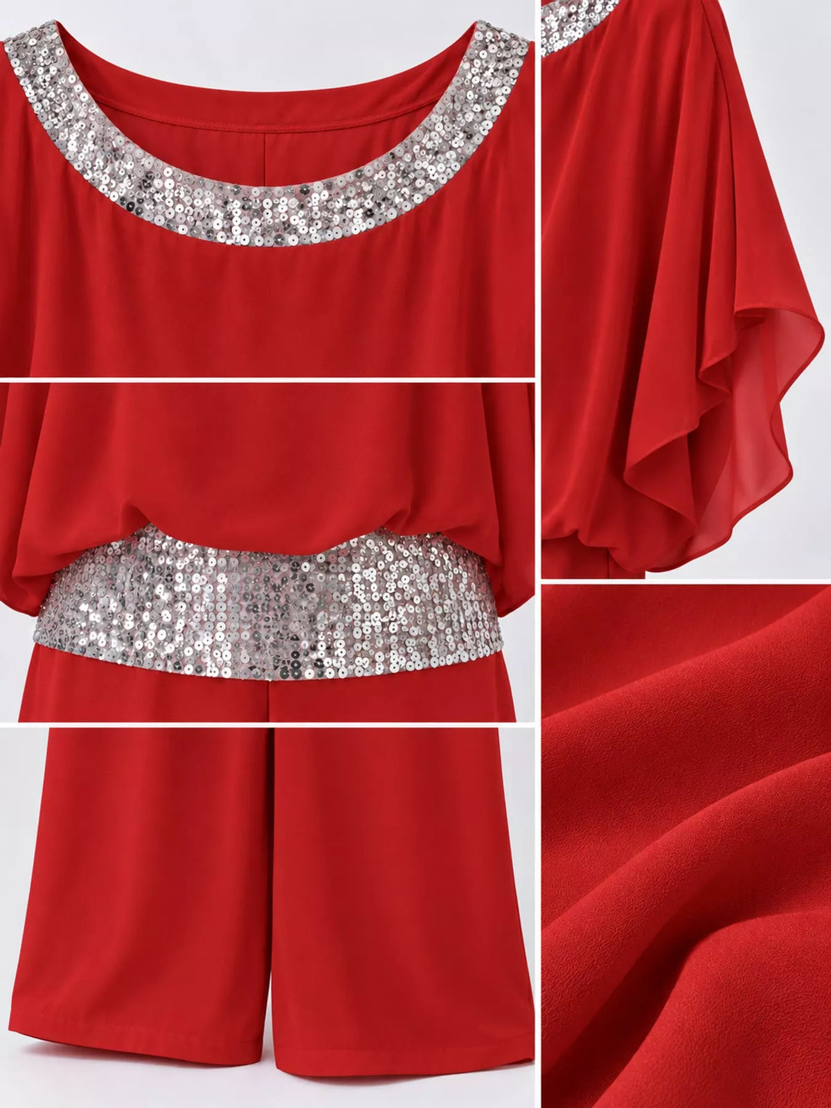 Chiffon Top and Wide-Leg Pants Set — construction details