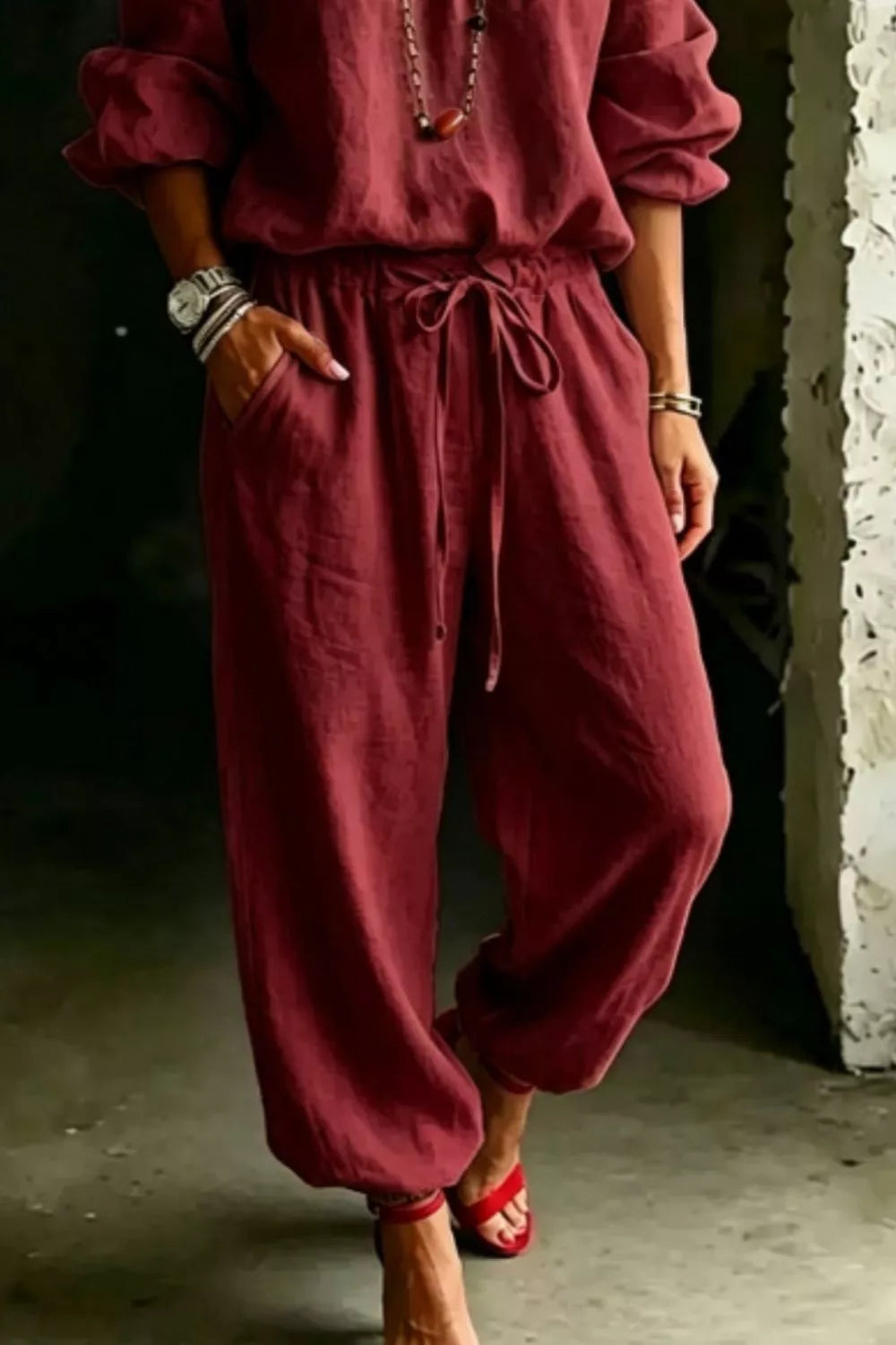 Trendsi Full Size Off-Shoulder Top and Pants Set Plus Size -