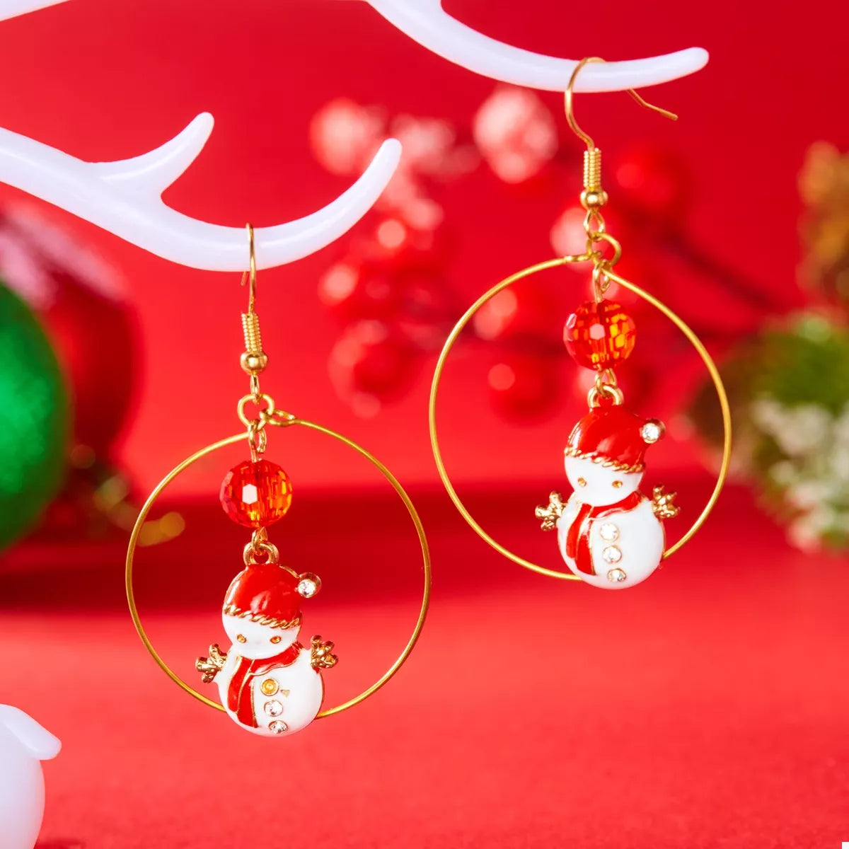 Trendsi 18K Gold-Plated Christmas Snowman Earrings -