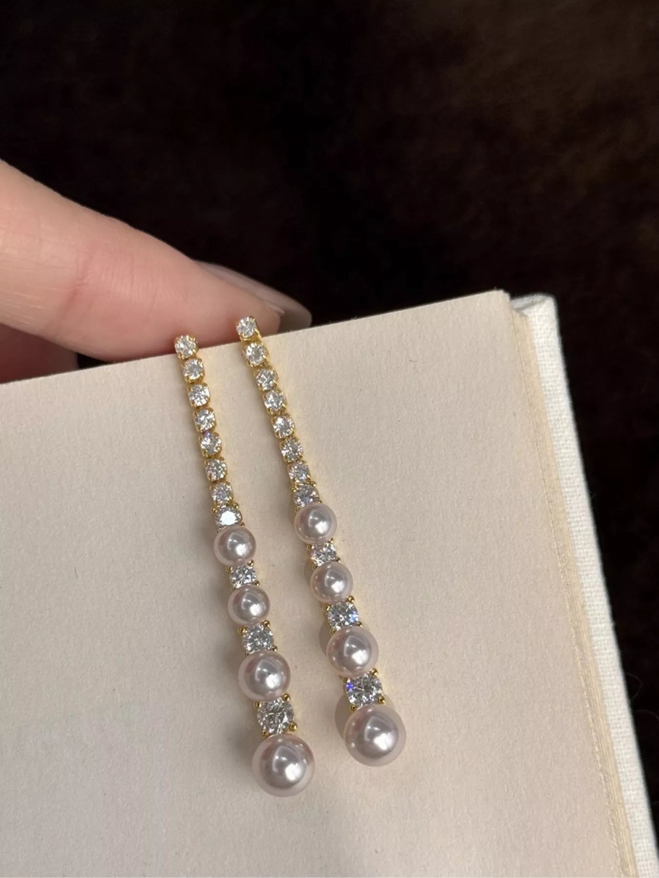 Trendsi Pearl Zircon Drop Earrings -