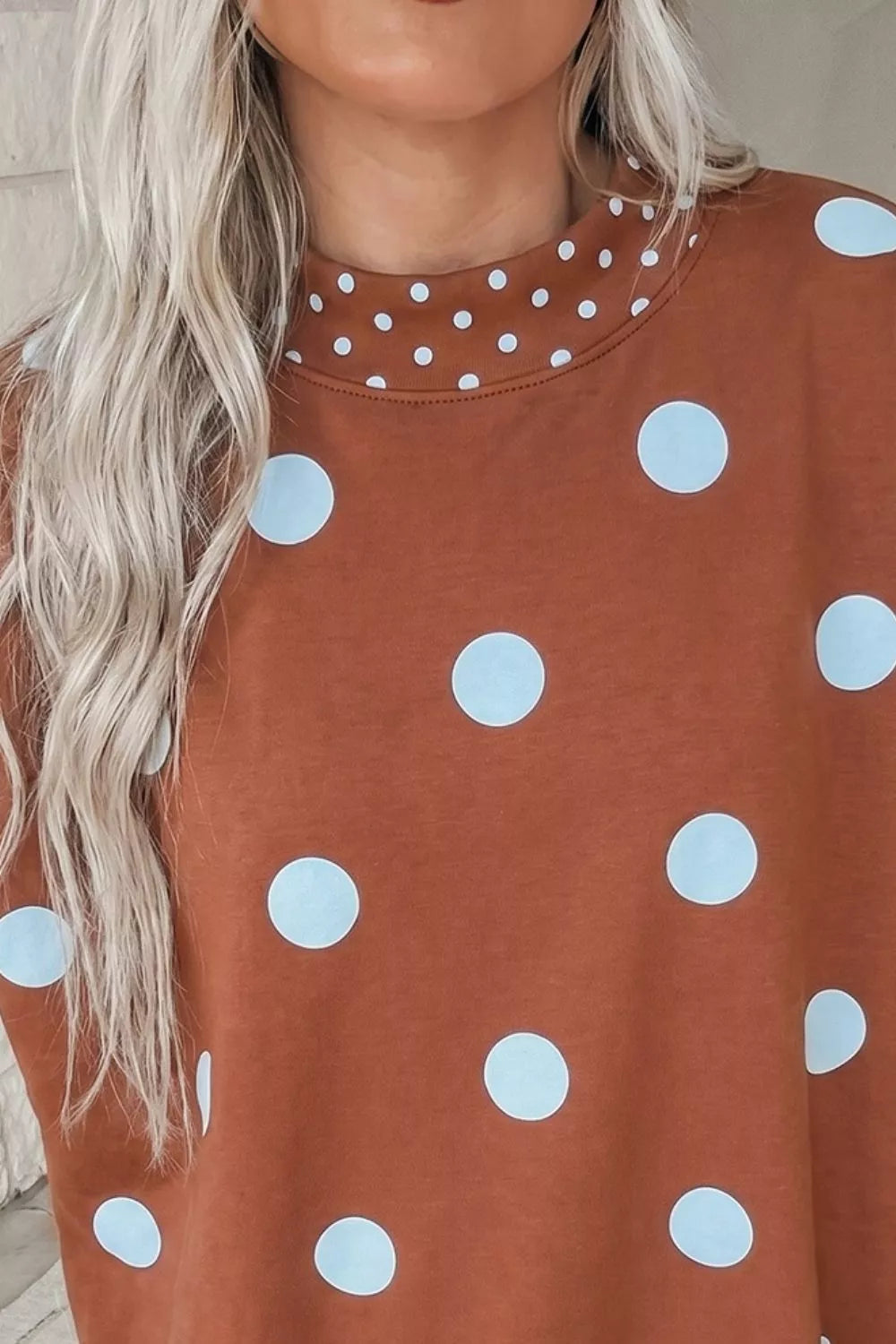Trendsi Polka Dot Dropped Shoulder Sweatshirt -
