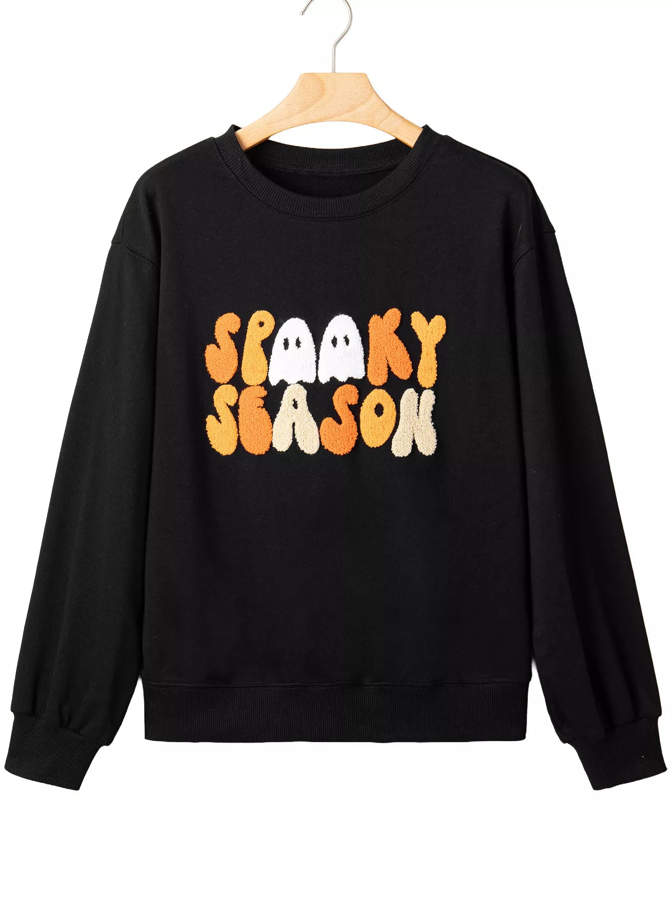 Trendsi Embroidered Spooky Season Long Sleeve Round Neck Sweatshirt -