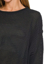 Trendsi Zenana Textured Drop Shoulder Knit Top -