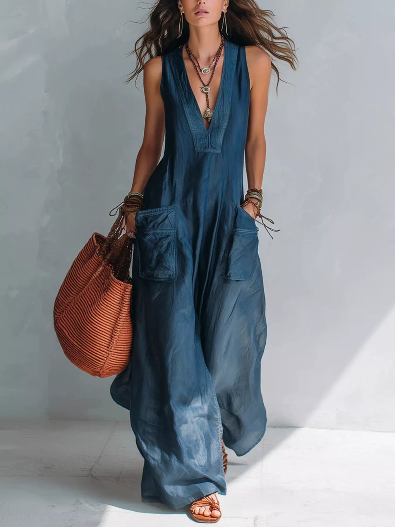 Trendsi Full Size V-Neck Sleeveless Wide-Leg Jumpsuit Plus Size -