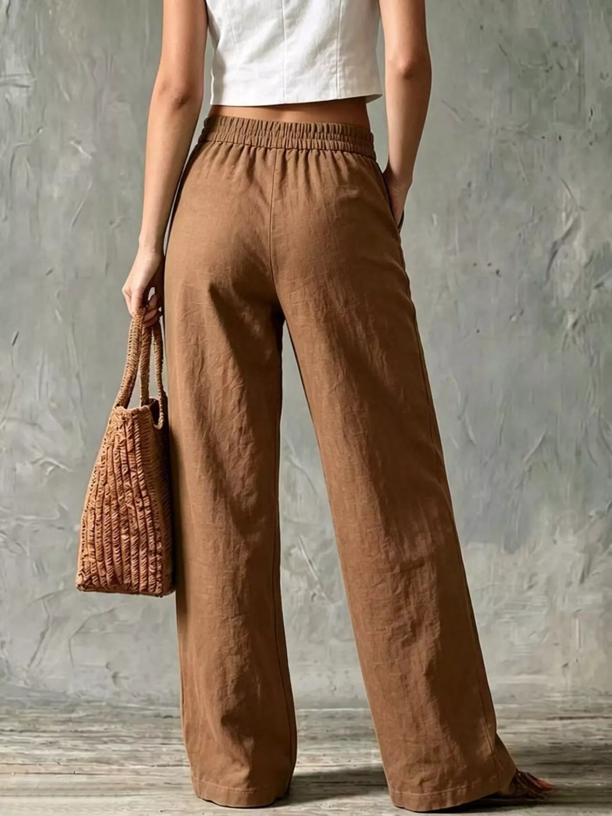 High-Waisted Wide-Leg Utility Pants, back view