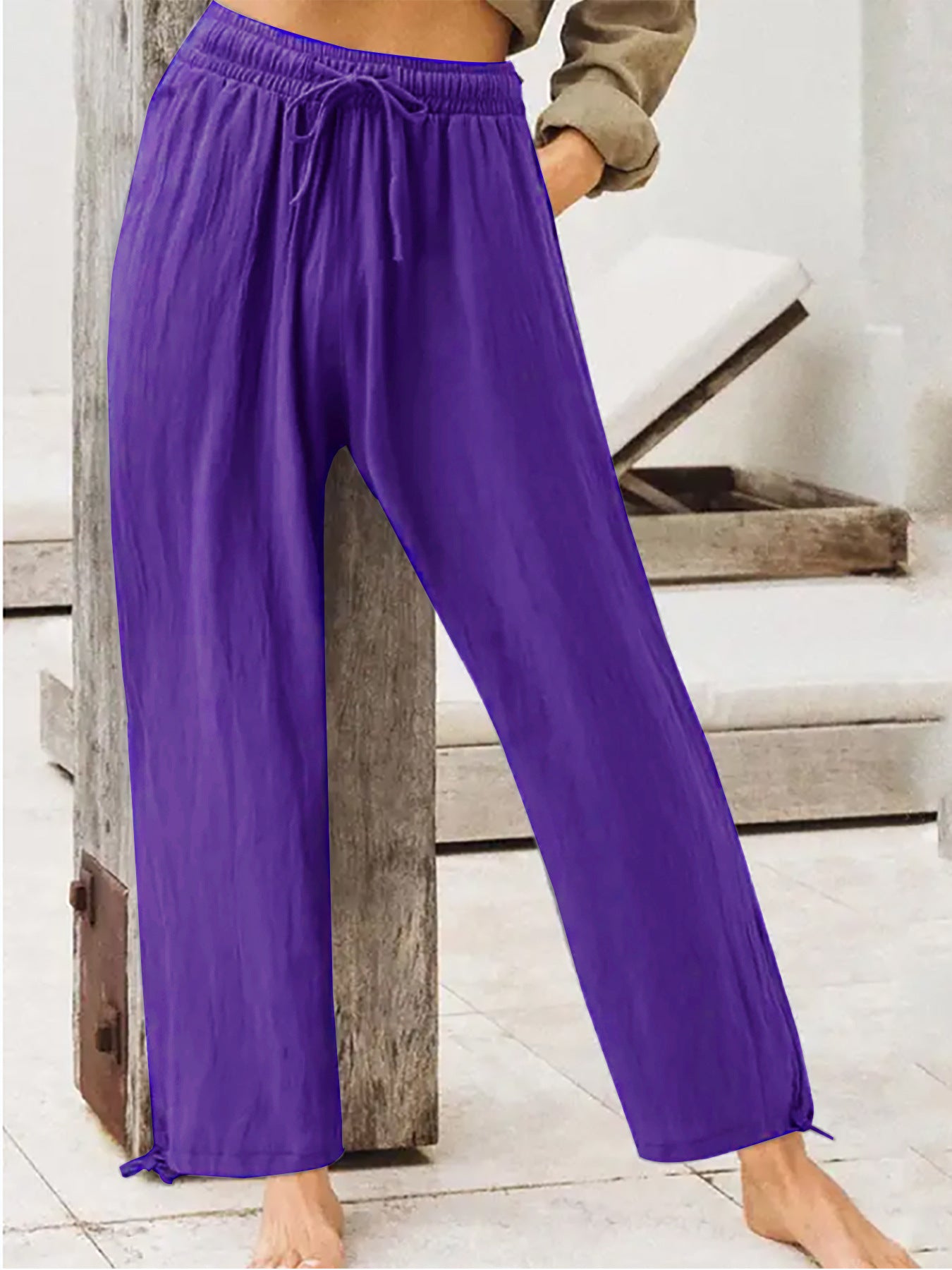 Trendsi Full Size Casual Drawstring Wide-Leg Pants Plus Size -