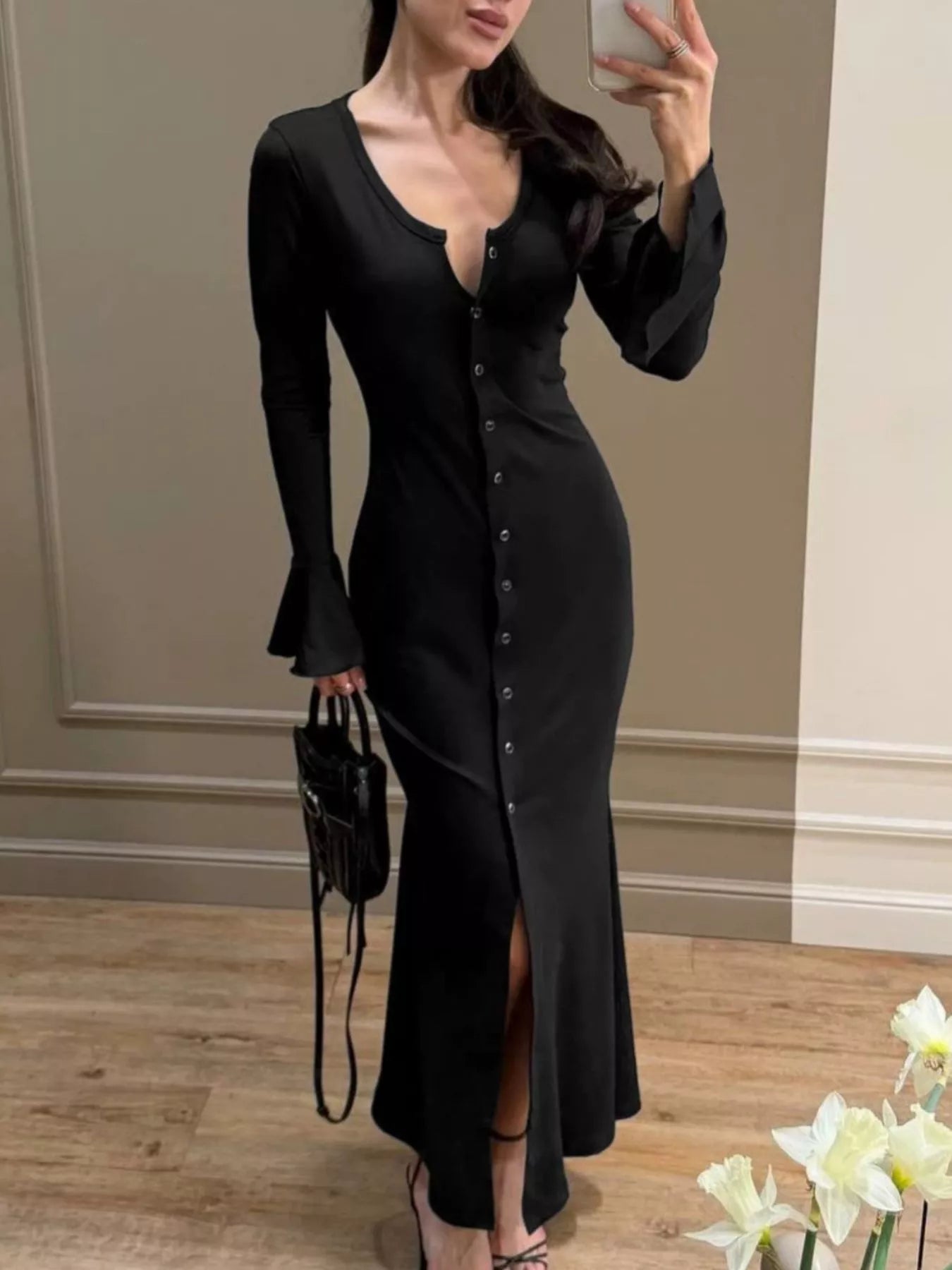 Trendsi Button-Down Bodycon Maxi Dress -