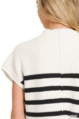 Trendsi Zenana Short Sleeve Stripe Sweater -