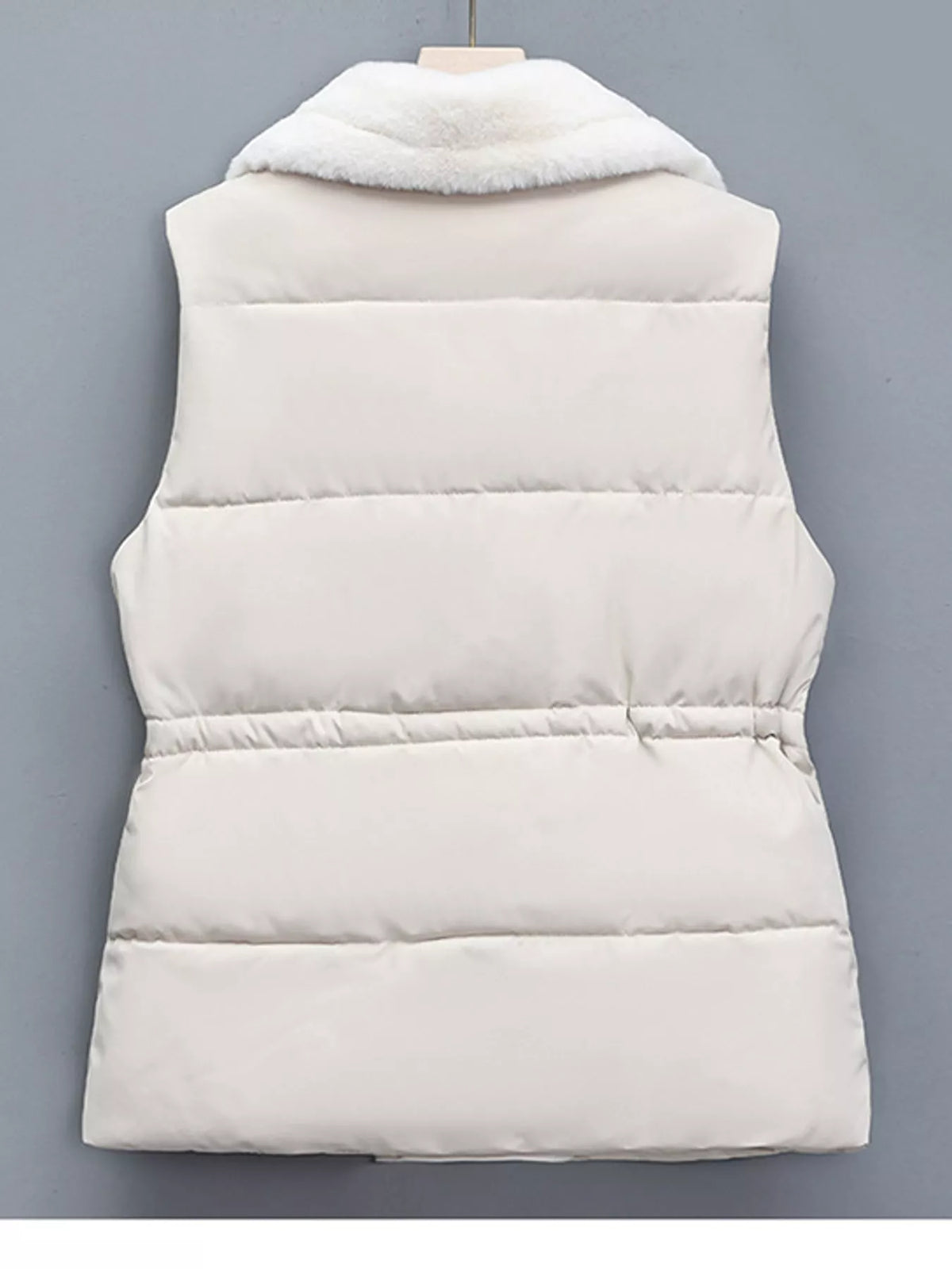 Faux-fur-trim vest, ivory back