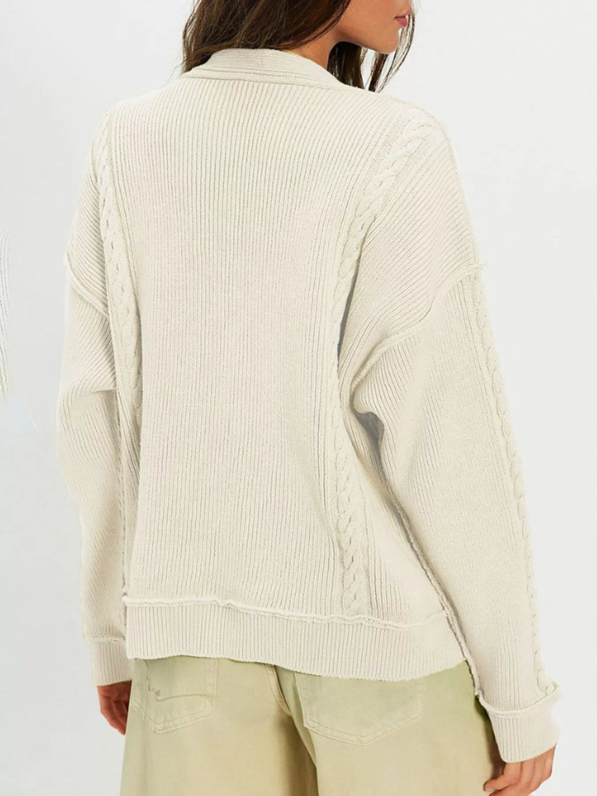 Trendsi Double-Breasted Cable Knit Cardigan -