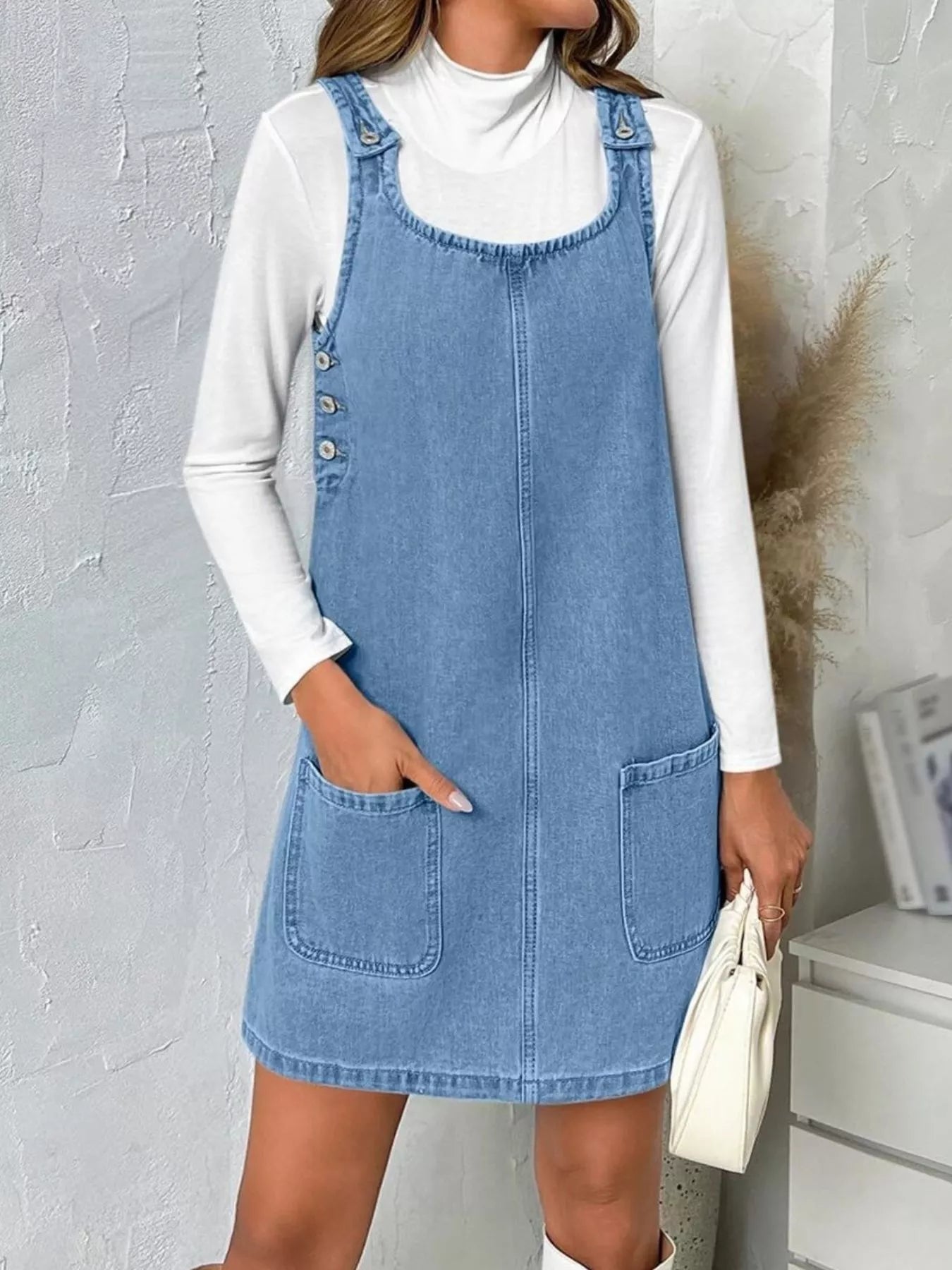 Trendsi Casual Scoop Neck Sleeveless Denim Dress -