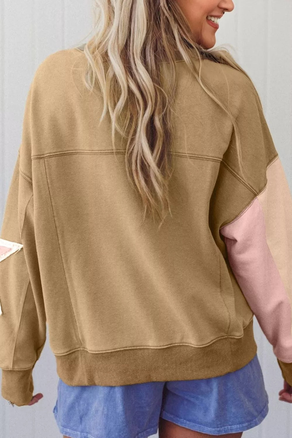 Trendsi Star Patch Crew Neck Sweatshirt -