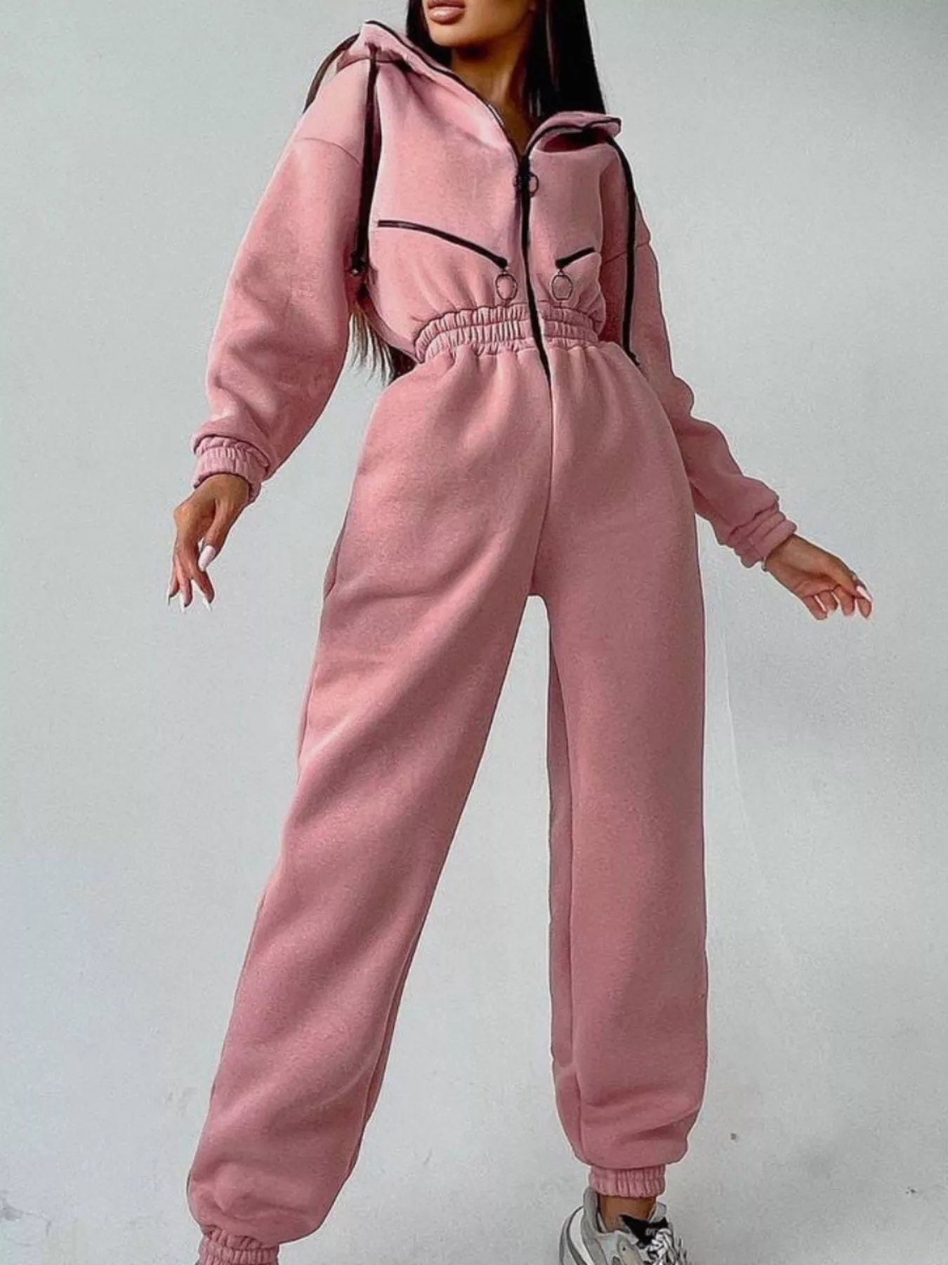 Trendsi Zip Front Dropped Shoulder Jumpsuit -