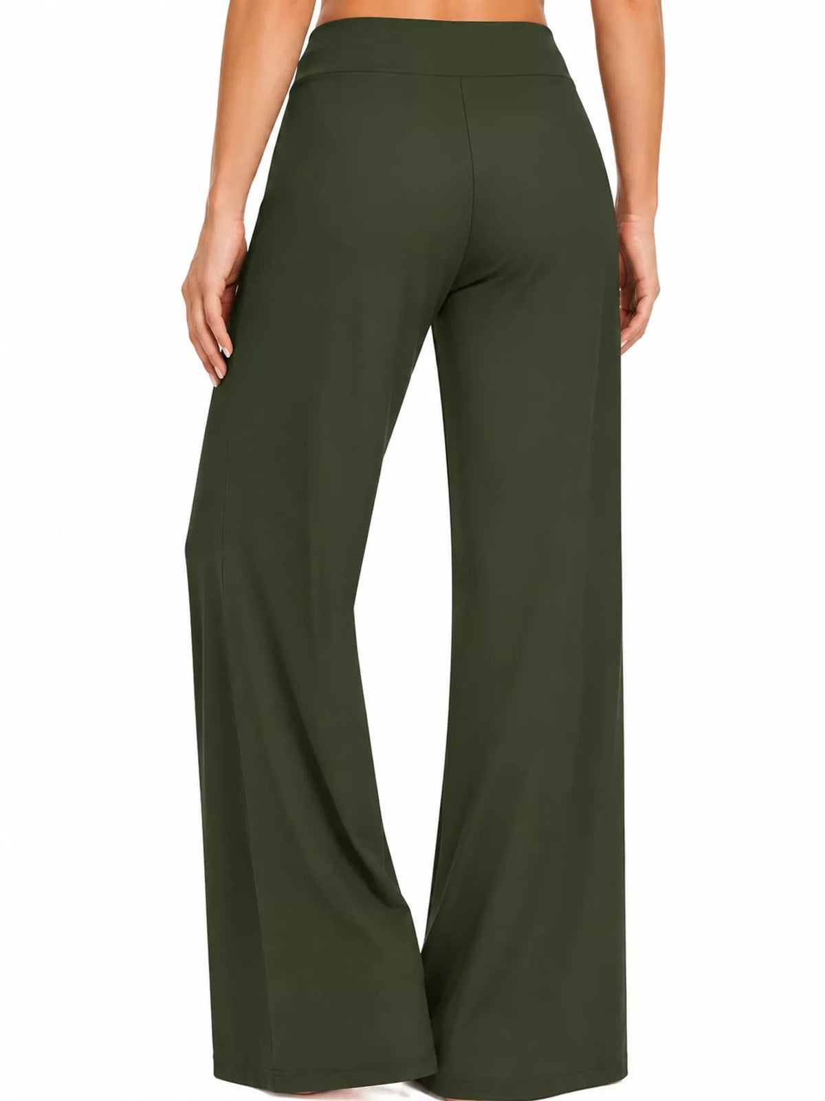 Wide-leg lounge pants, olive back