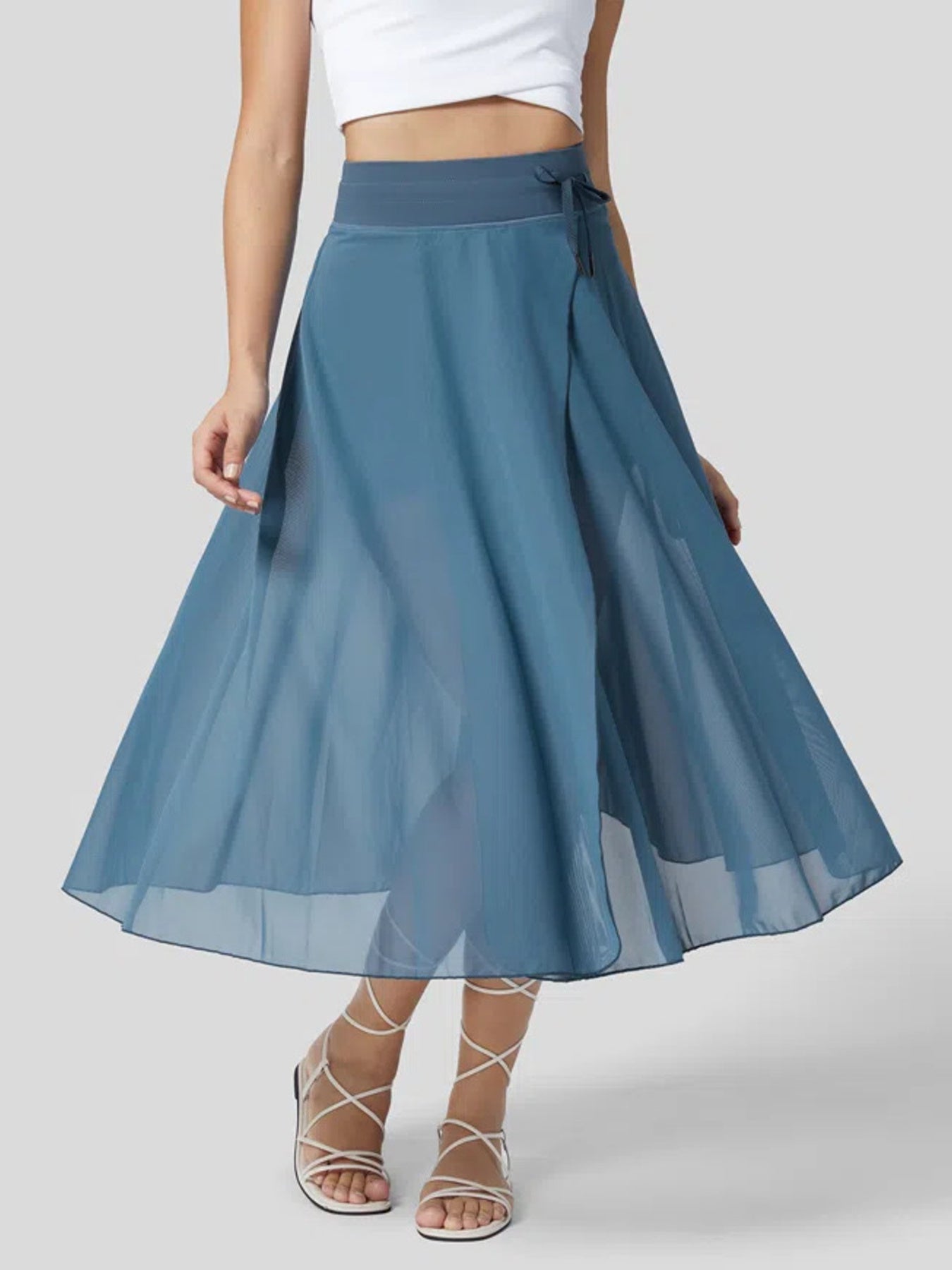 Trendsi Slit Flowy Skirt with Shorts Liner -