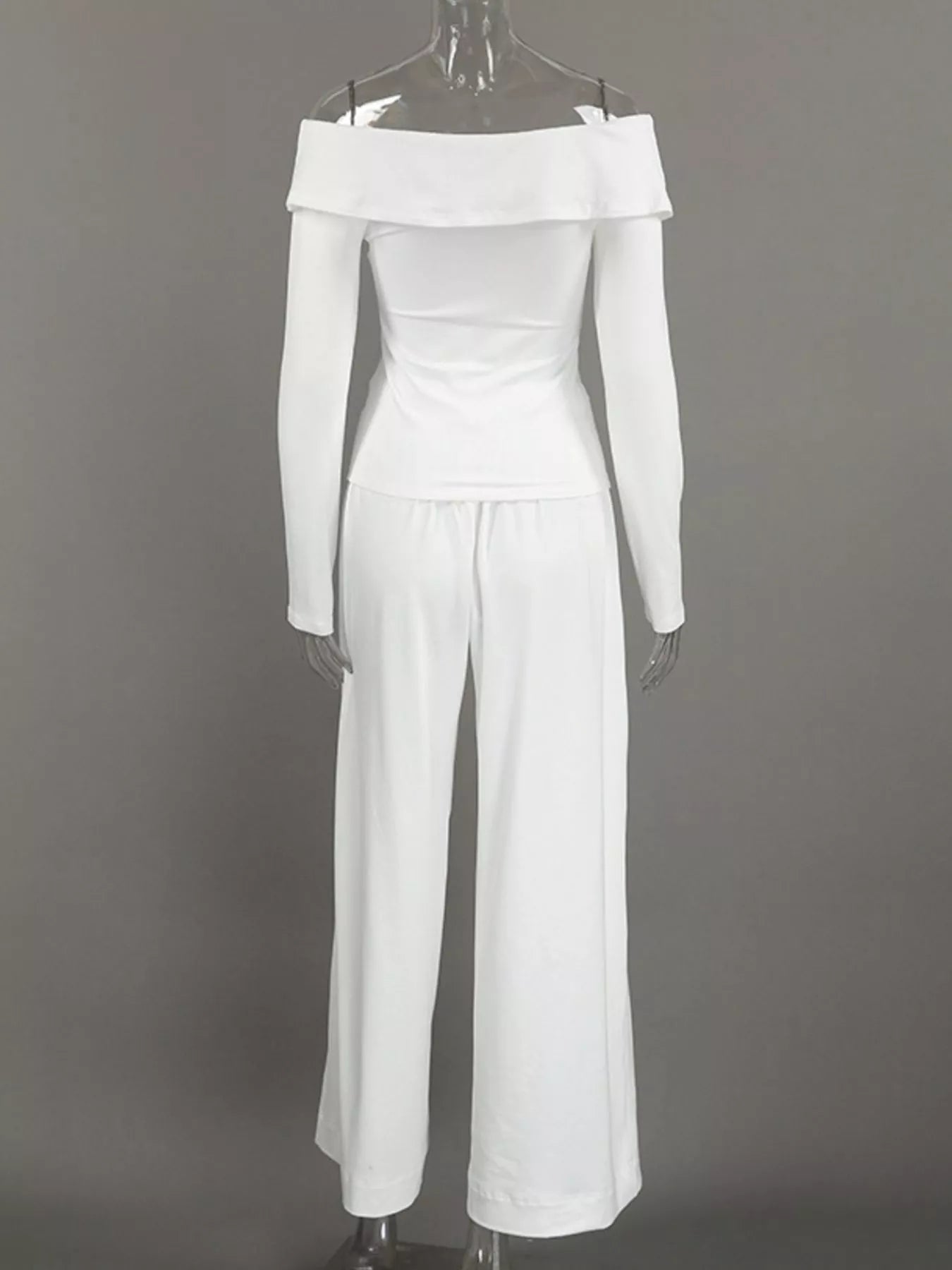 Trendsi Off-Shoulder Long Sleeve Top and Wide-Leg Pants Set -