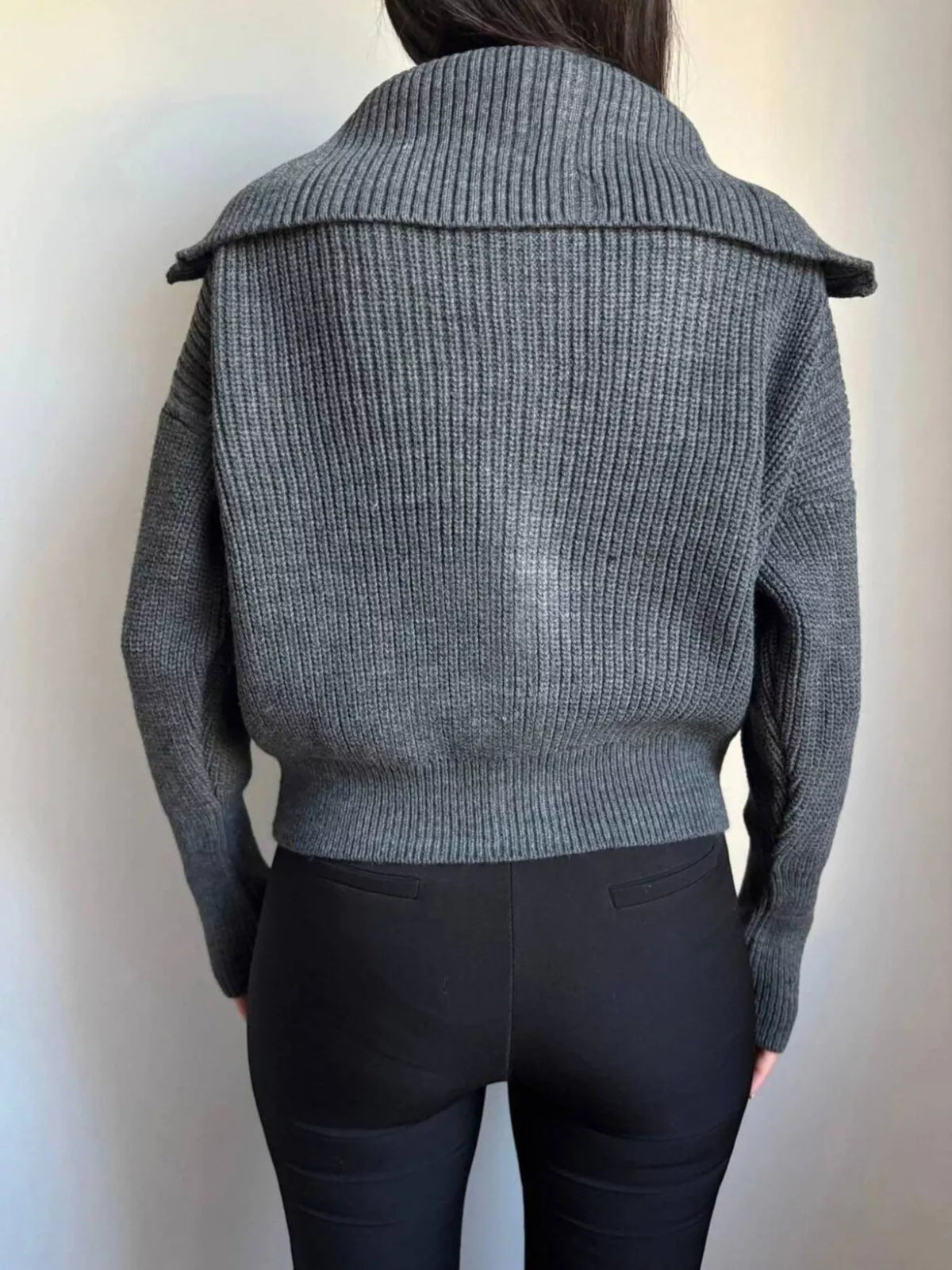 Trendsi Zip Up Dropped Shoulder Cardigan -