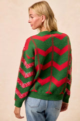 Trendsi BiBi Christmas Theme Chevron Sequins Detail Sweater - Shirts