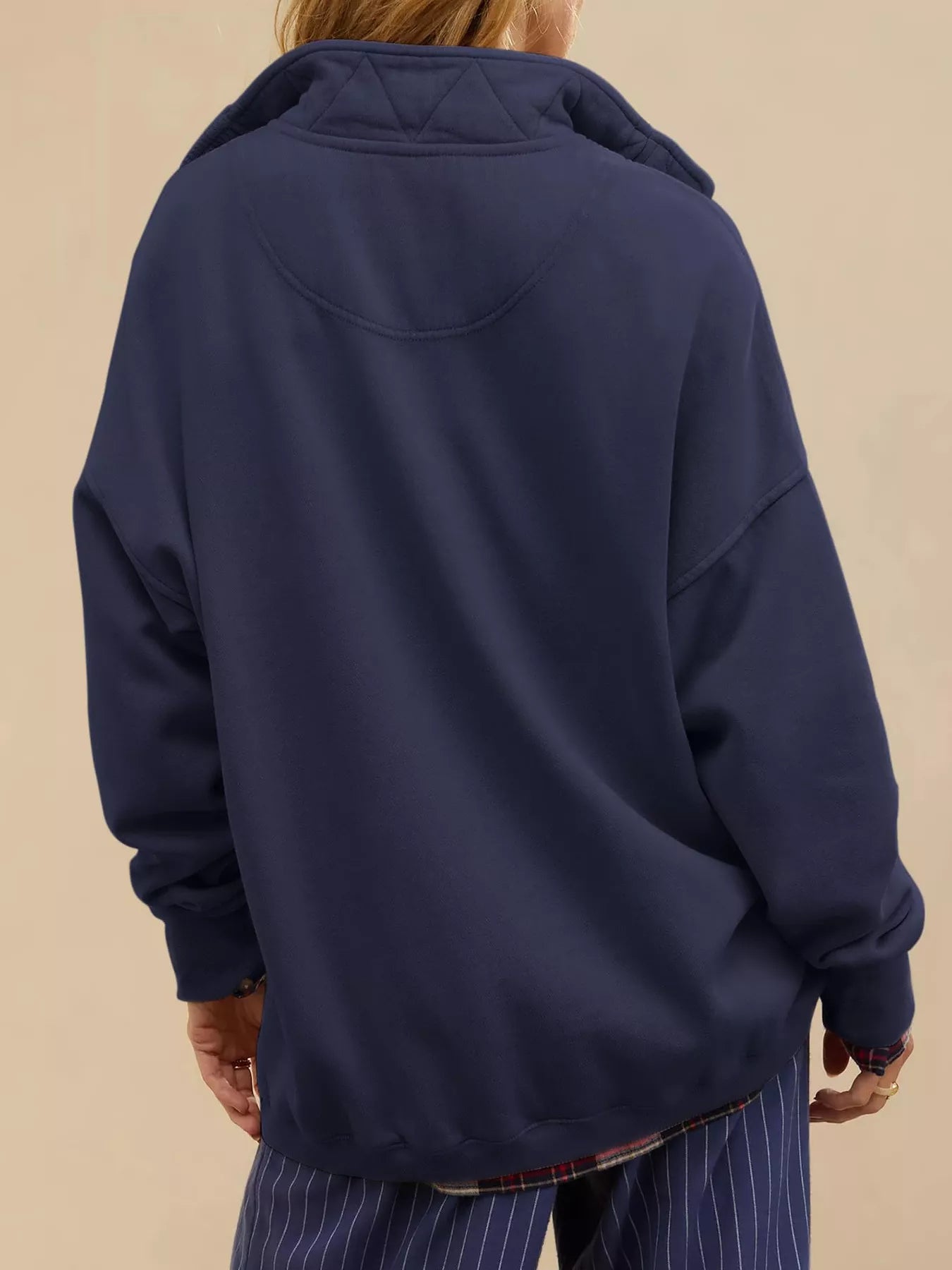 Trendsi Half Snap Dropped Shoulder Sweatshirt -