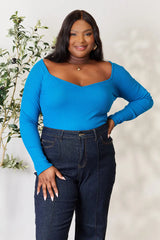 Trendsi Culture Code Full Size Ribbed Sweetheart Neck Knit Top -