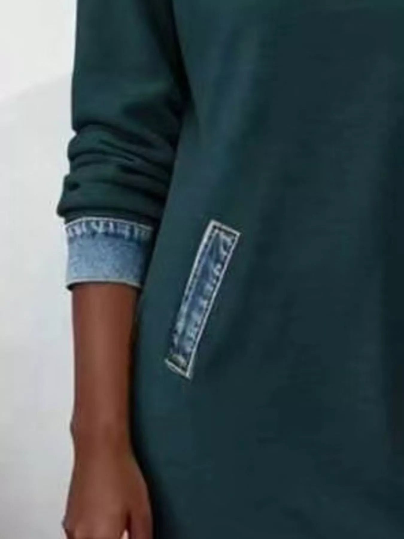 Trendsi Full Size Denim Patchwork Hooded Sweatshirt Dress Plus Size -