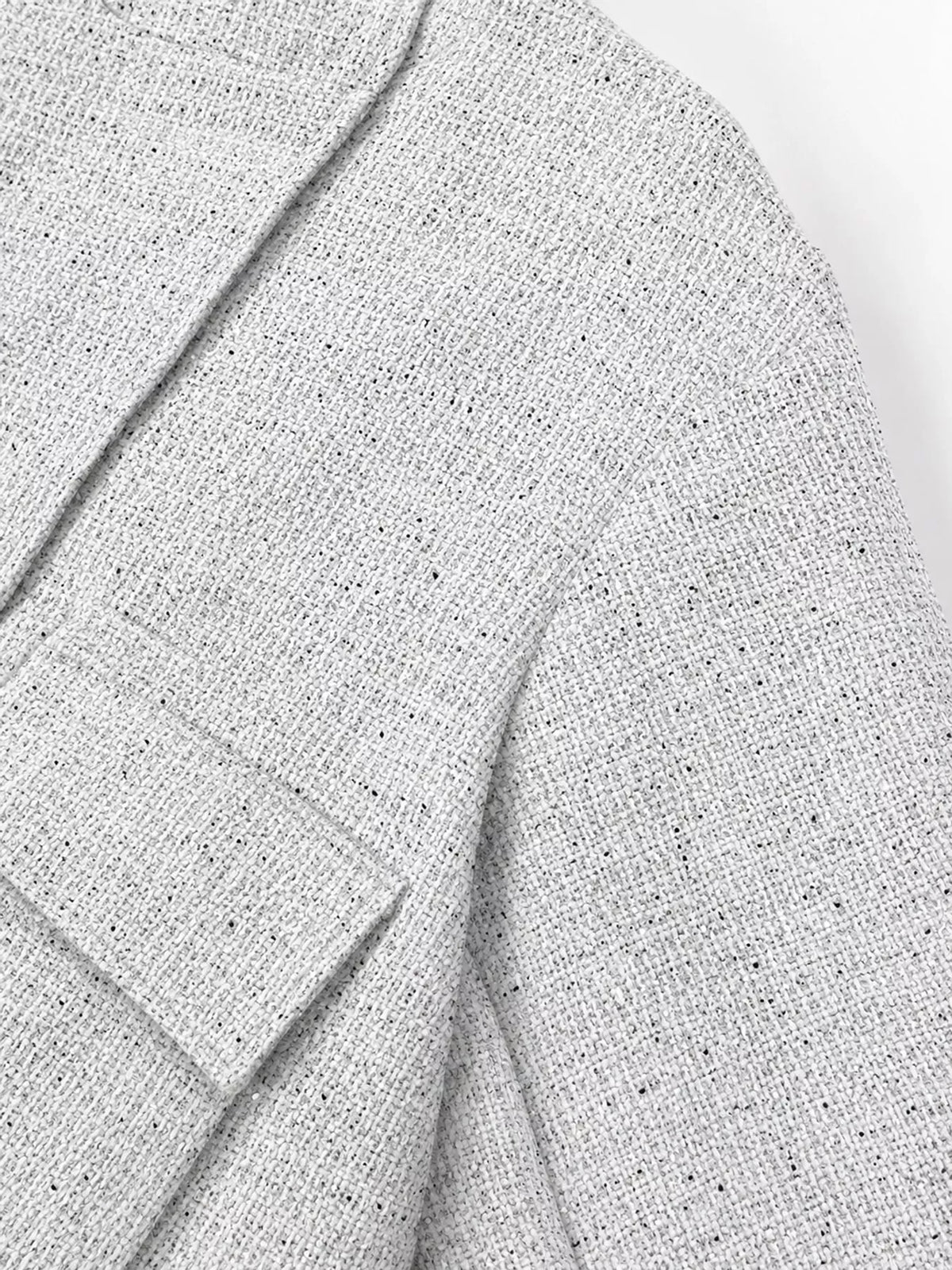 White tweed bomber jacket with front pockets