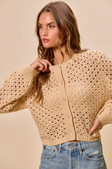 Trendsi SO ME Open Knitted Button Down Cardigan Sweater Top -