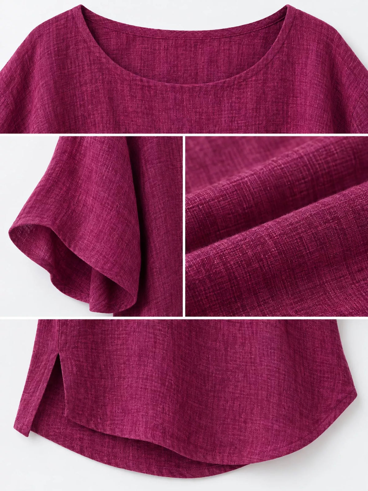 Slit blouse, burgundy detail collage