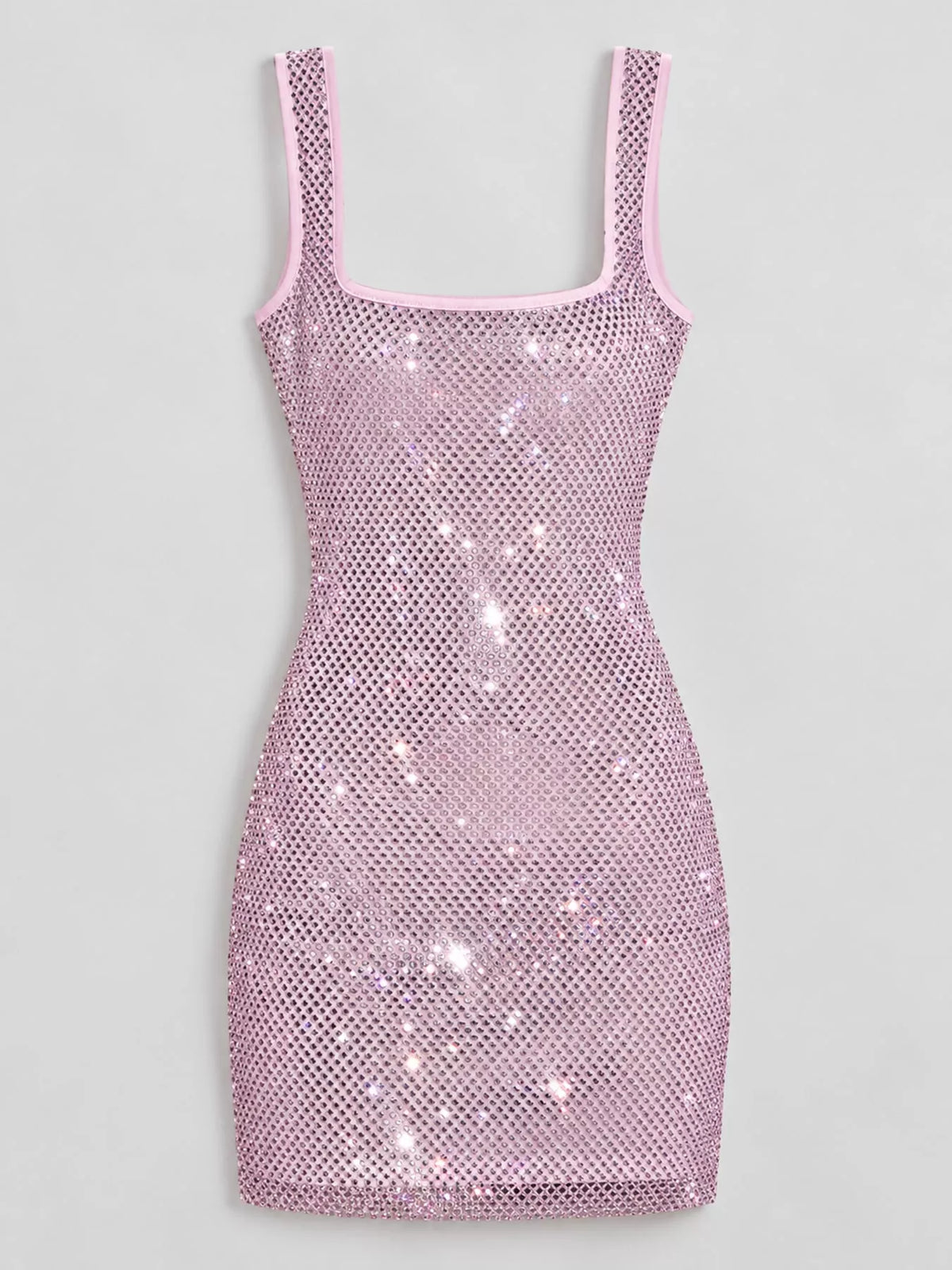 Women's Backless Rhinestone Embellished Bodycon Mini Dress in lilac — flat lay view
