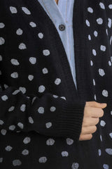 Trendsi Umgee Polka Dot Open Front Drop Shoulder Cardigan -