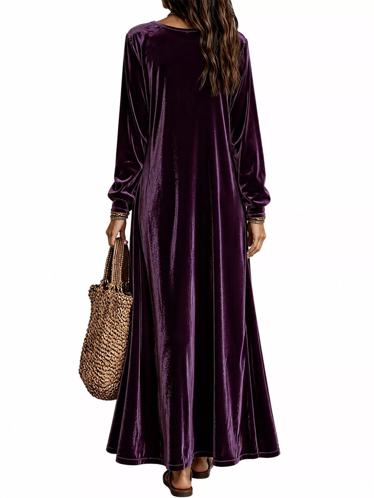 Velvet maxi dress, purple back
