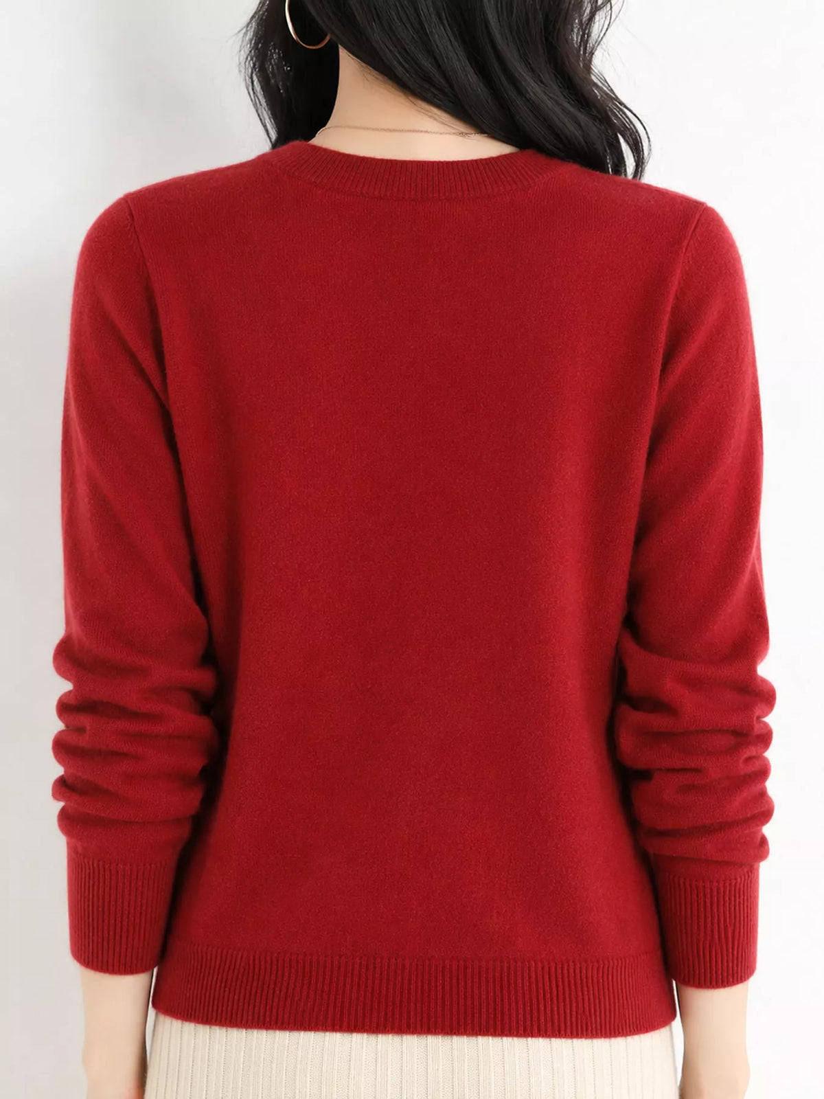 Crew Neck Long Sleeve Sweater — back view