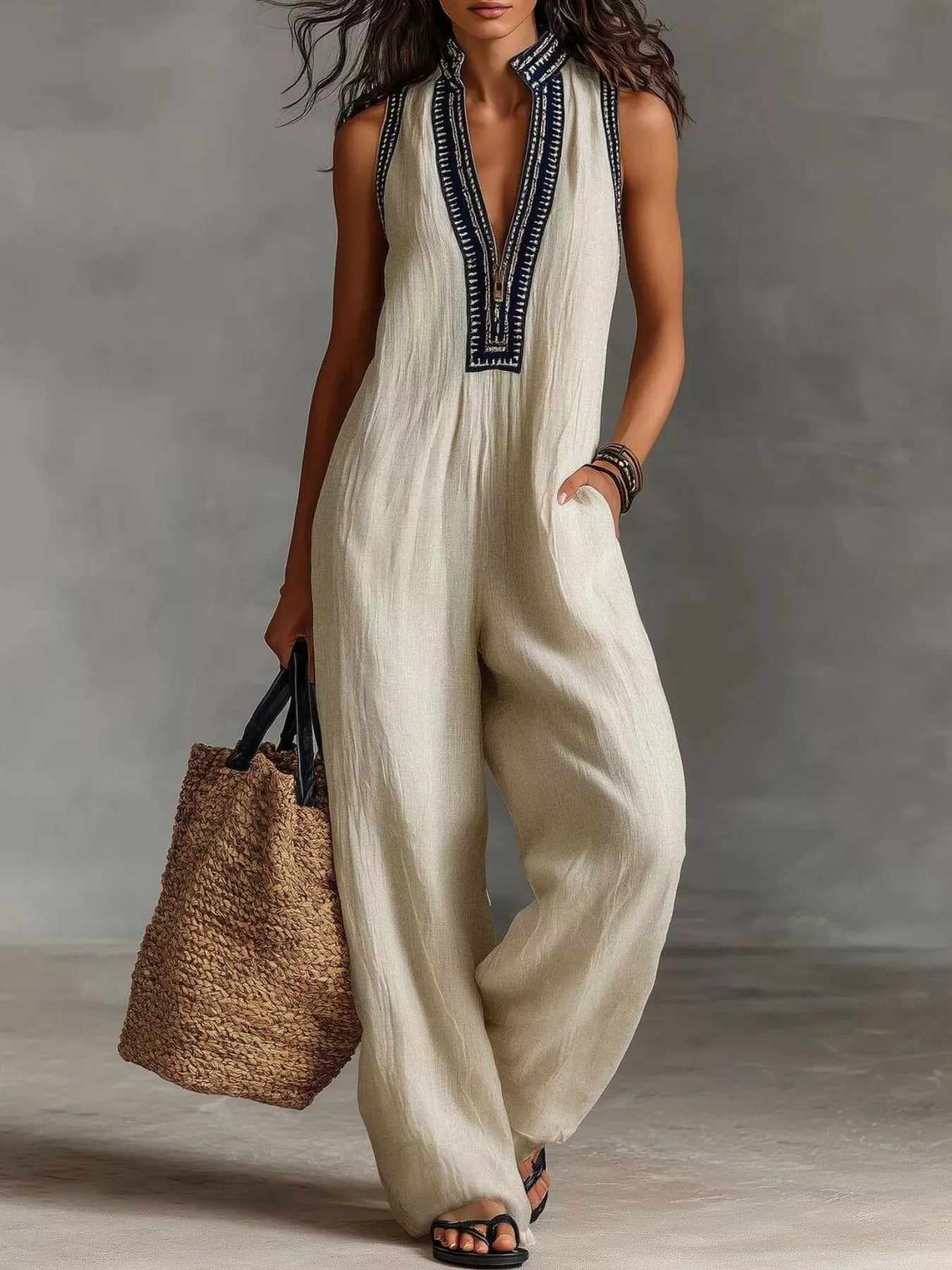 Trendsi Full Size Sleeveless Wide-Leg Jumpsuit Plus Size -