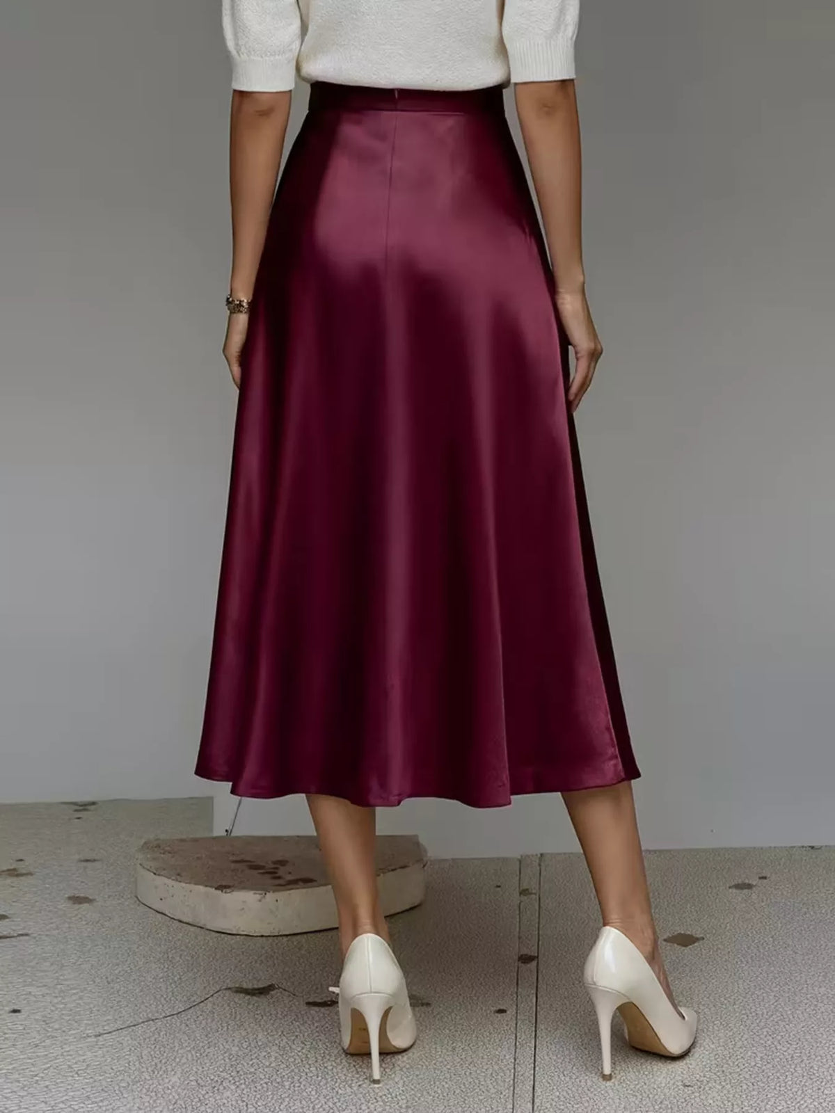 Trendsi Satin Midi Skirt -