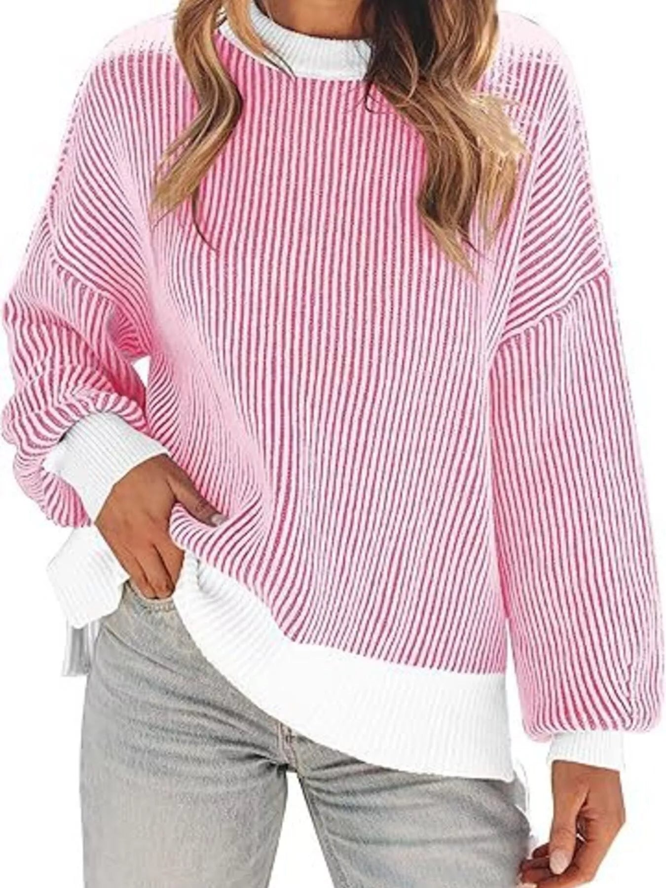 Trendsi Stripe Dropped Shoulder Sweater -