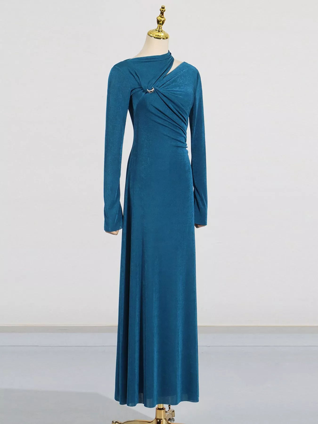 Trendsi Cutout Ruched Long Sleeve Maxi Dress -