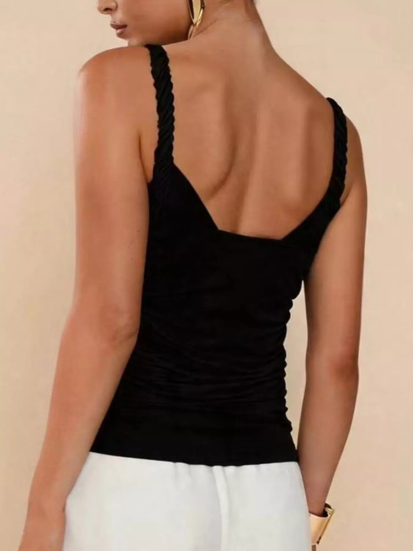 Trendsi Gold-Tone Ring Twisted Strap Cami -