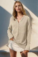 Trendsi Double Take Full Size Notched Thumbhole Long Sleeve T-Shirt -