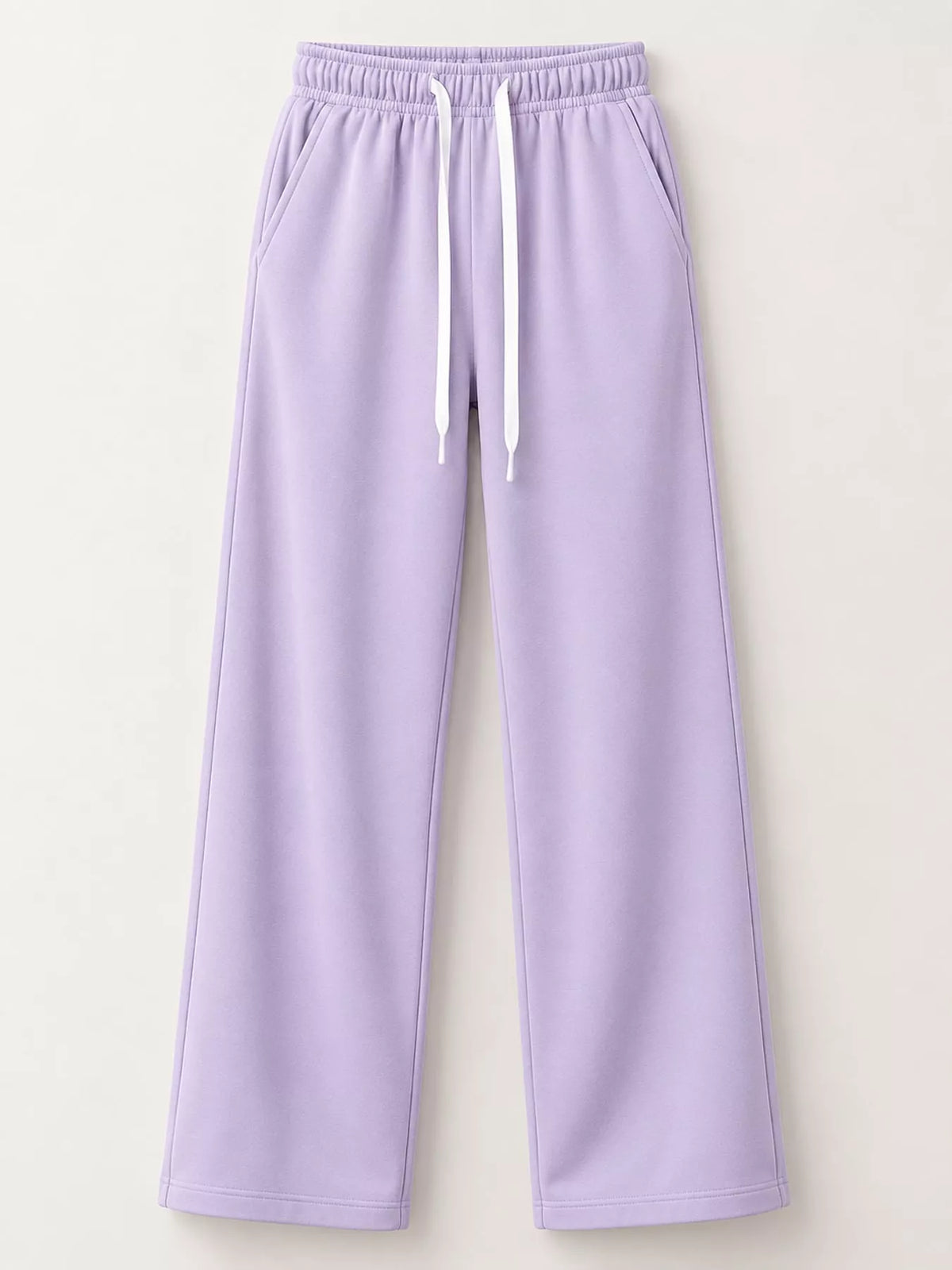 Lavender wide-leg pants with drawstring