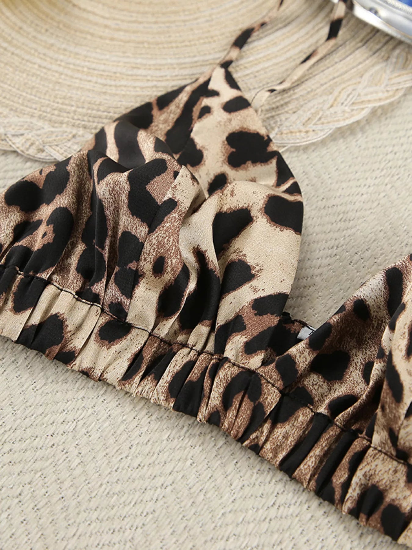 Trendsi Leopard Bra & Cardigan and Shorts Set -