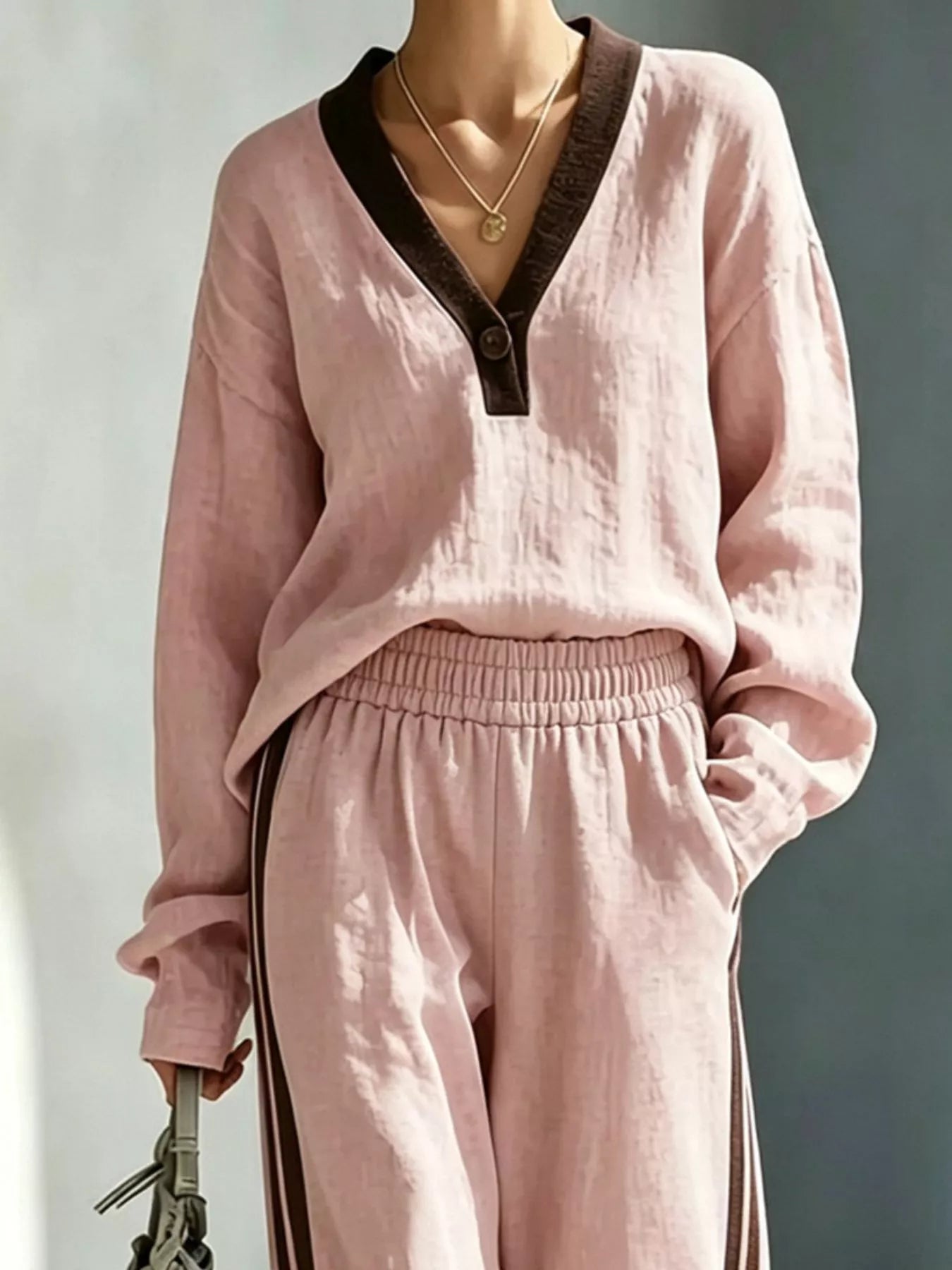 Trendsi Long Sleeve Top and Side-Striped Joggers Set -