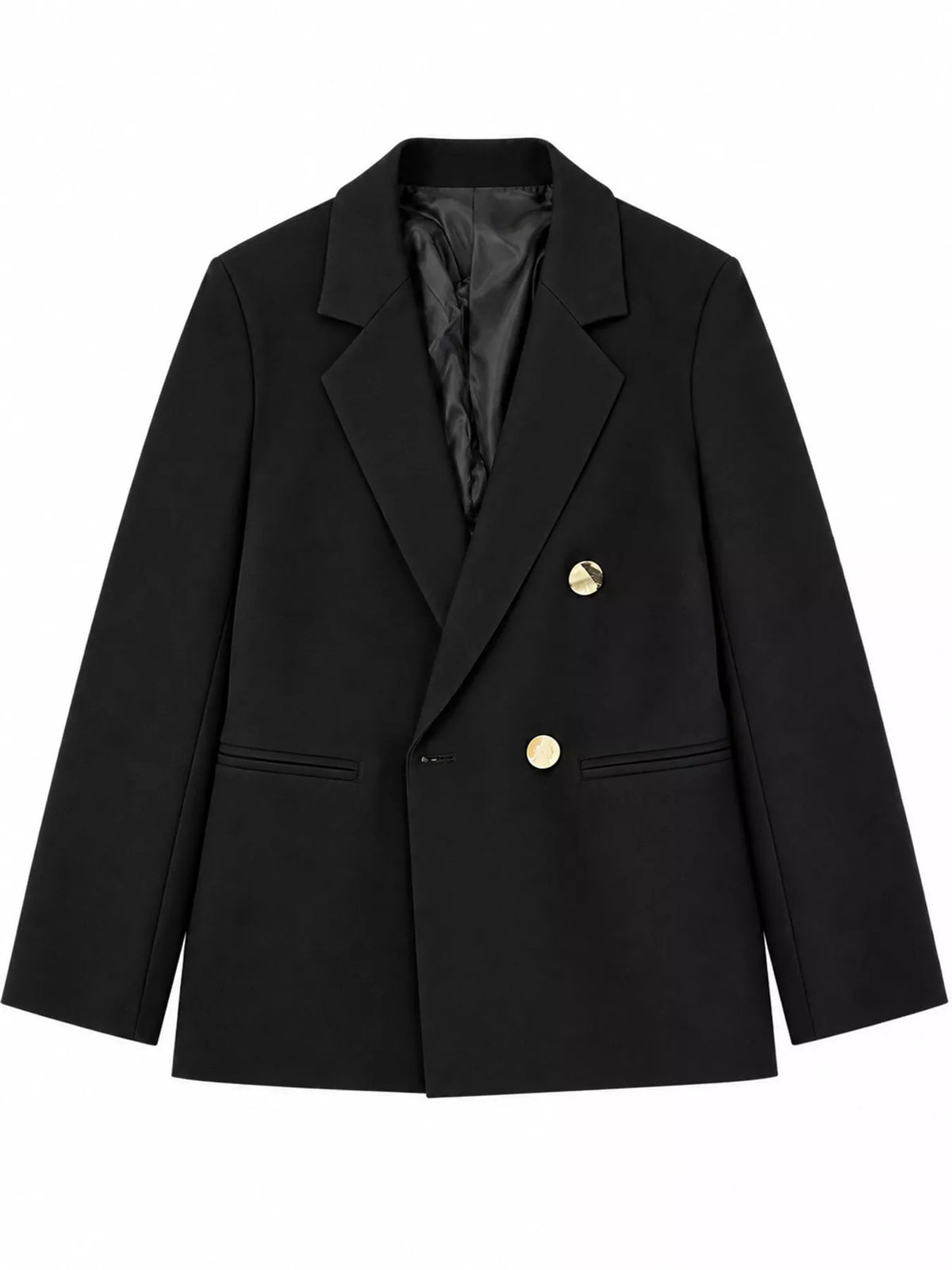 Black double-breasted lapel collar blazer