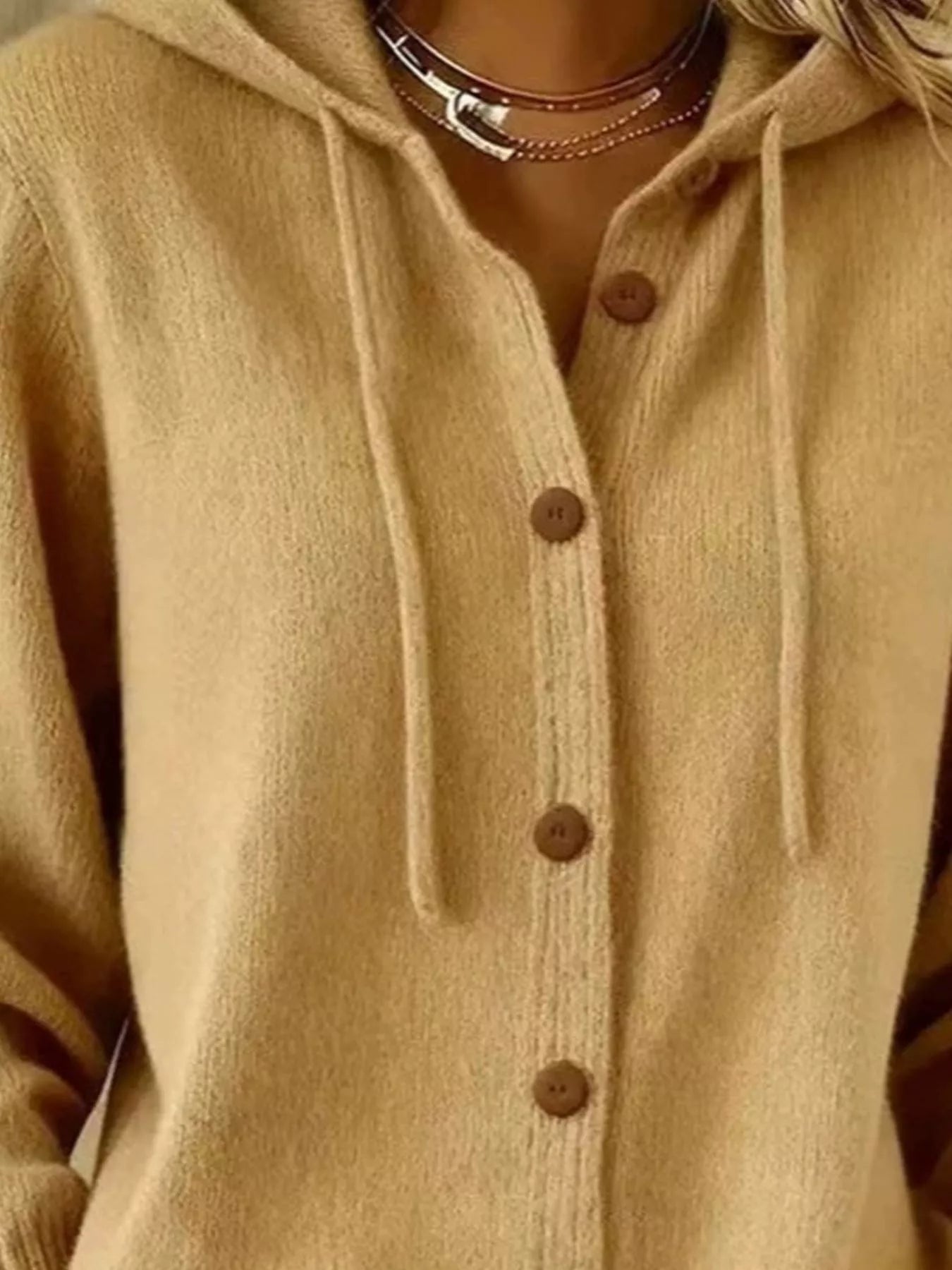 Trendsi Hooded Button-Up Cardigan -