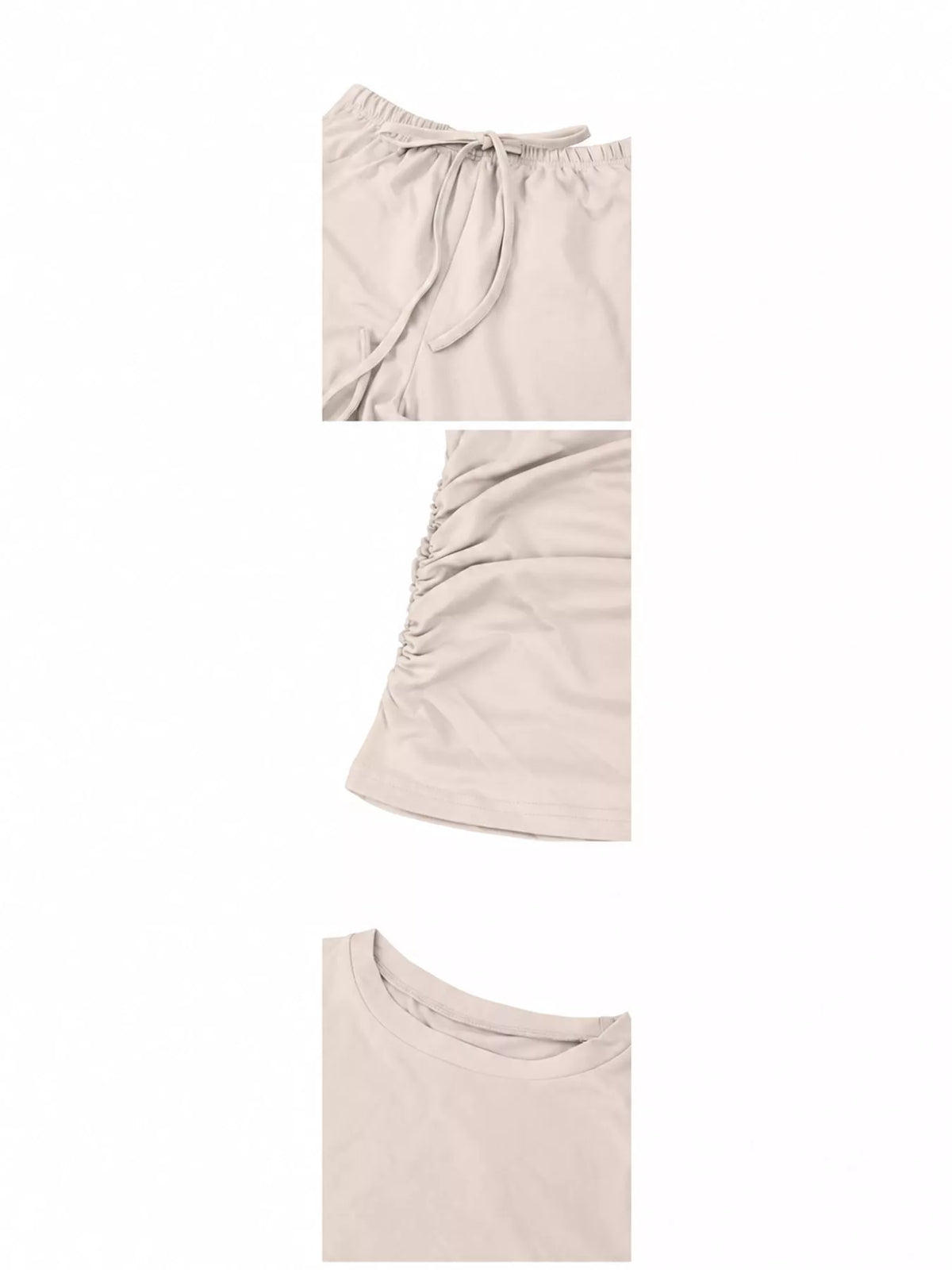 Long Sleeve Top and Wide-Leg Drawstring Pants Set — construction details