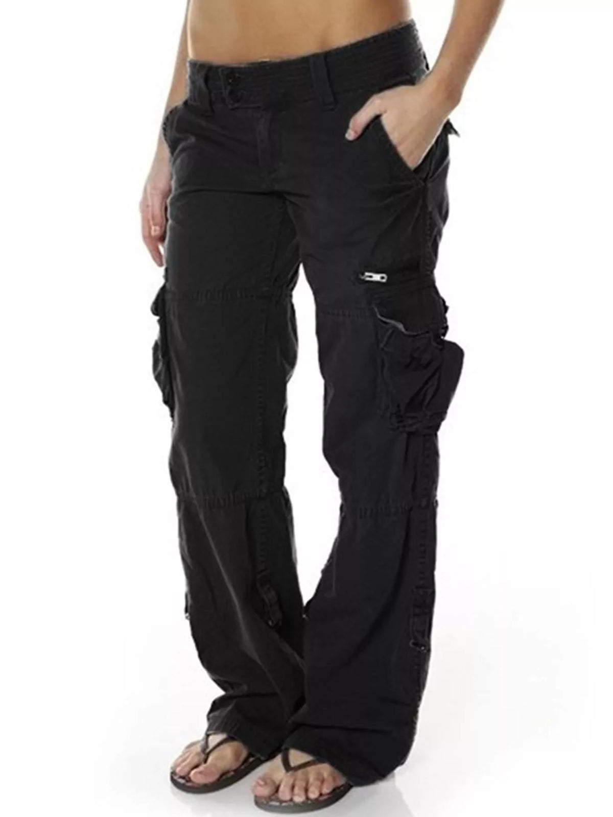 cargo pants, front view on model
