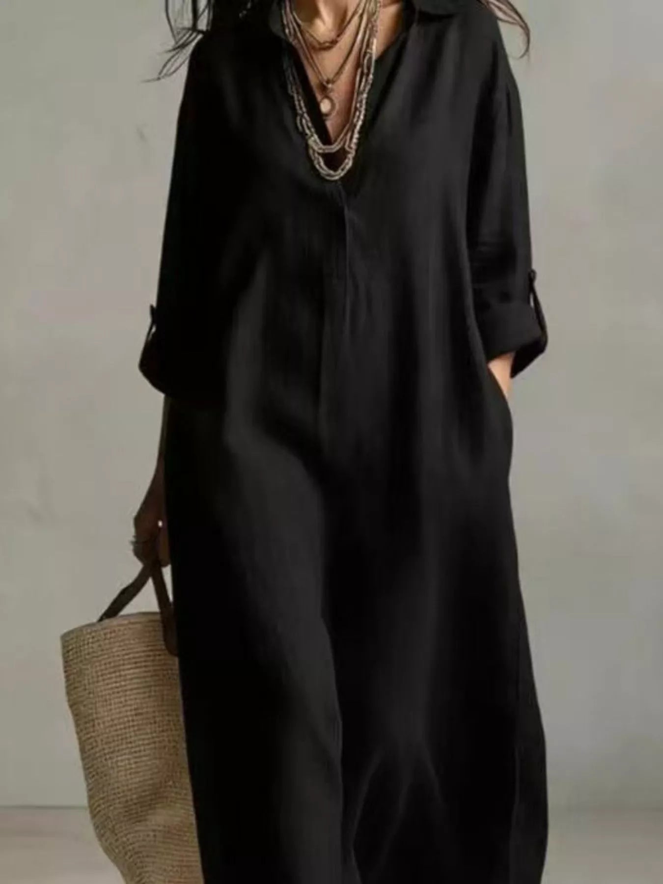 Trendsi Full Size Casual Midi Shirt Dress Plus Size -