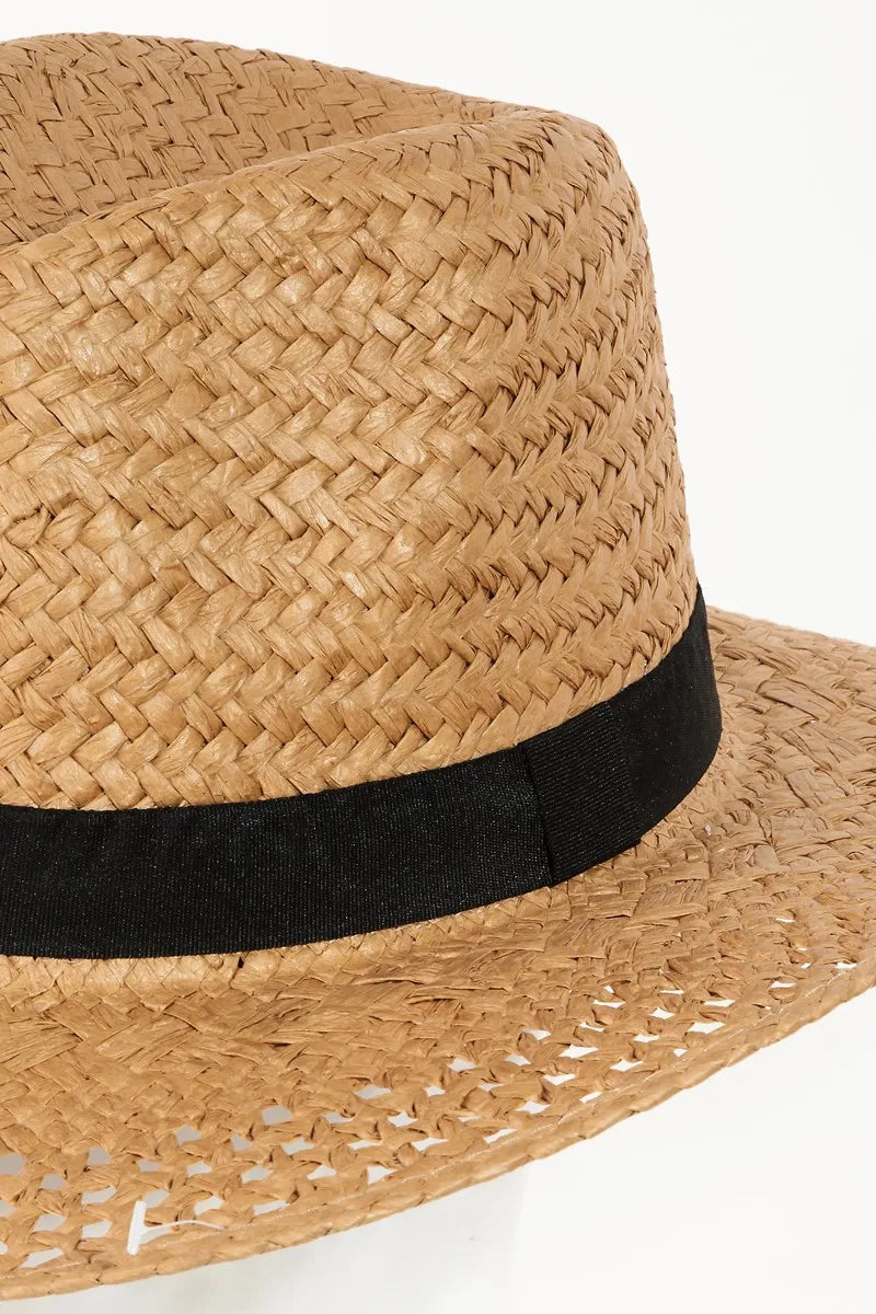 Basket Weave Straw Sun Hat With Adjustable Inner String — product view 3