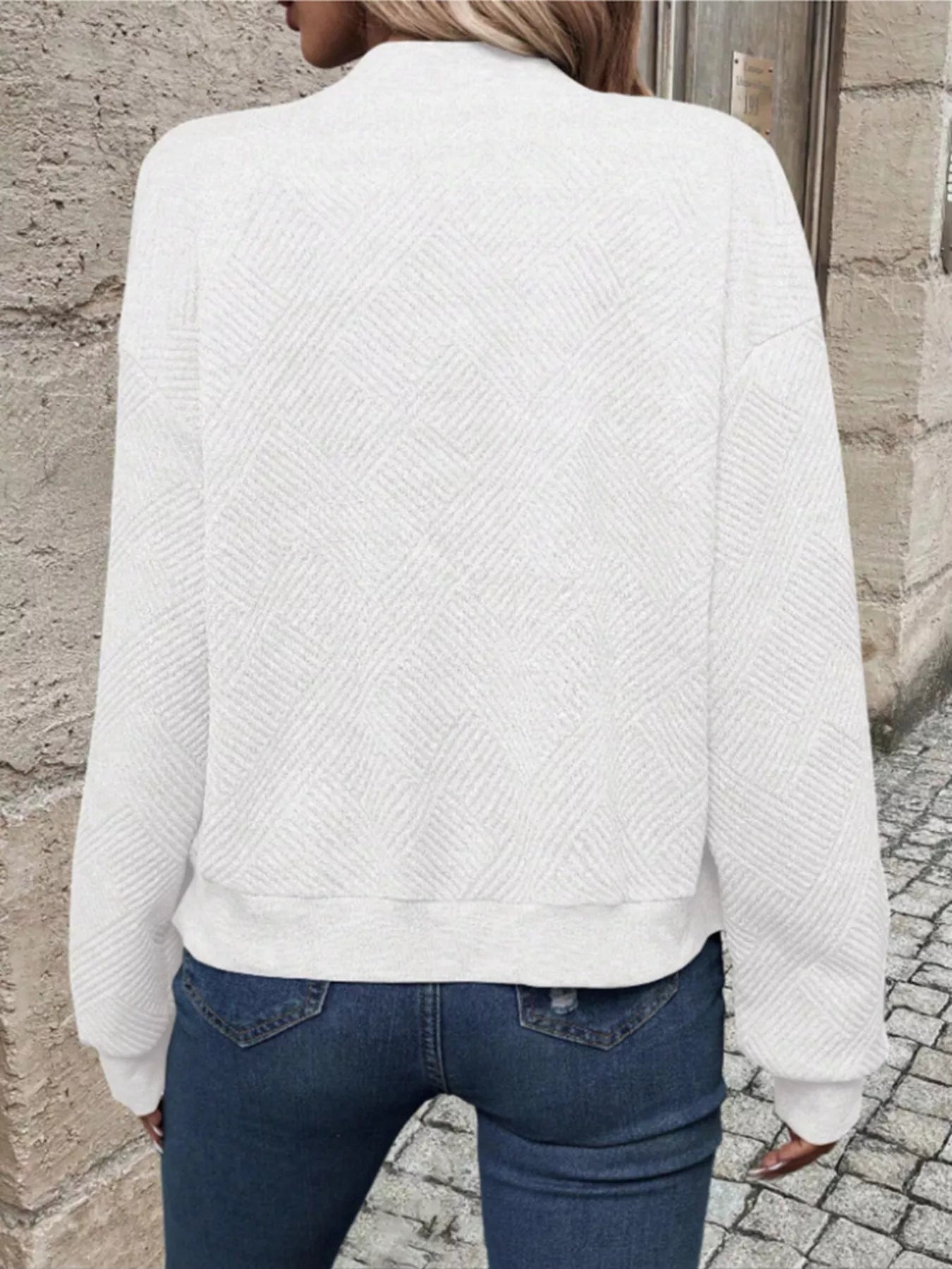 Trendsi Textured Knit Zip-Up Bomber Jacket -